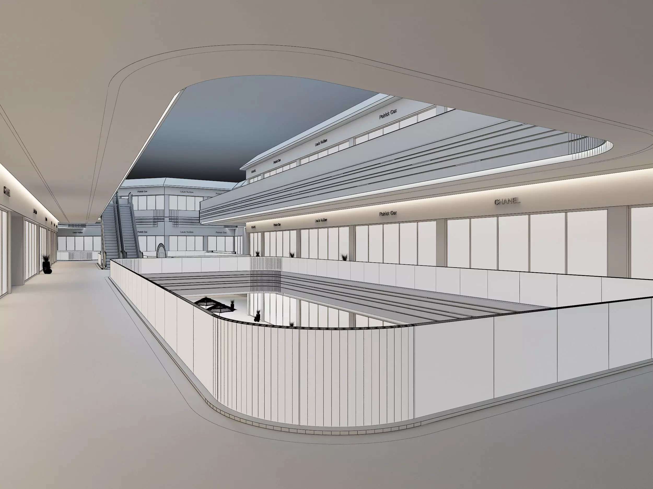 Shopping Mall interior Low-poly 3D model_6