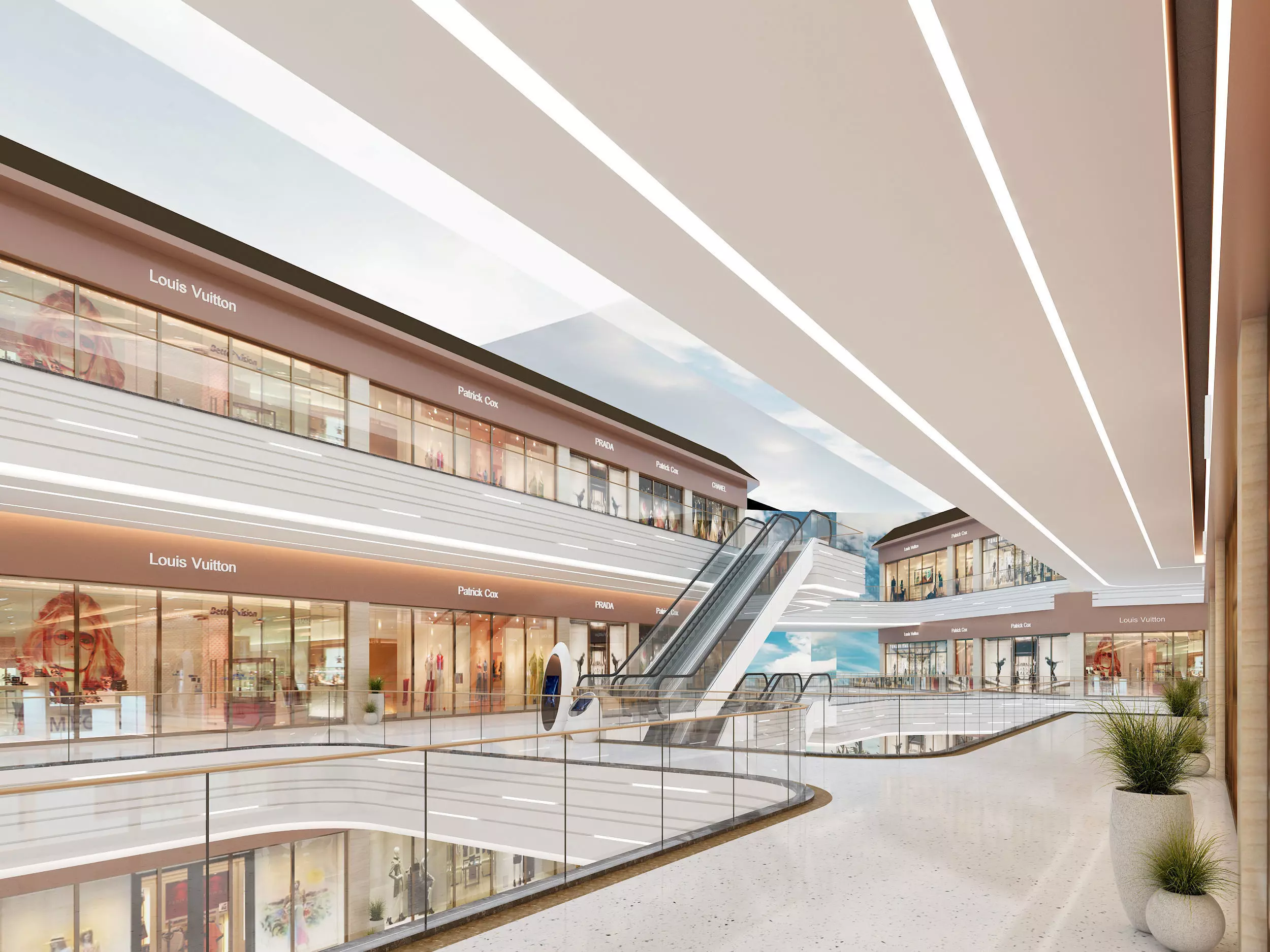 Shopping Mall interior Low-poly 3D model_1