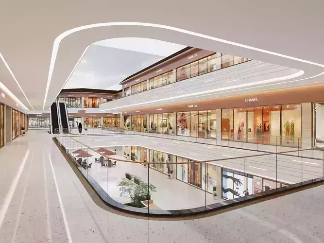 Shopping Mall interior Low-poly 3D model Shopping Mall interior Low-poly 3D model