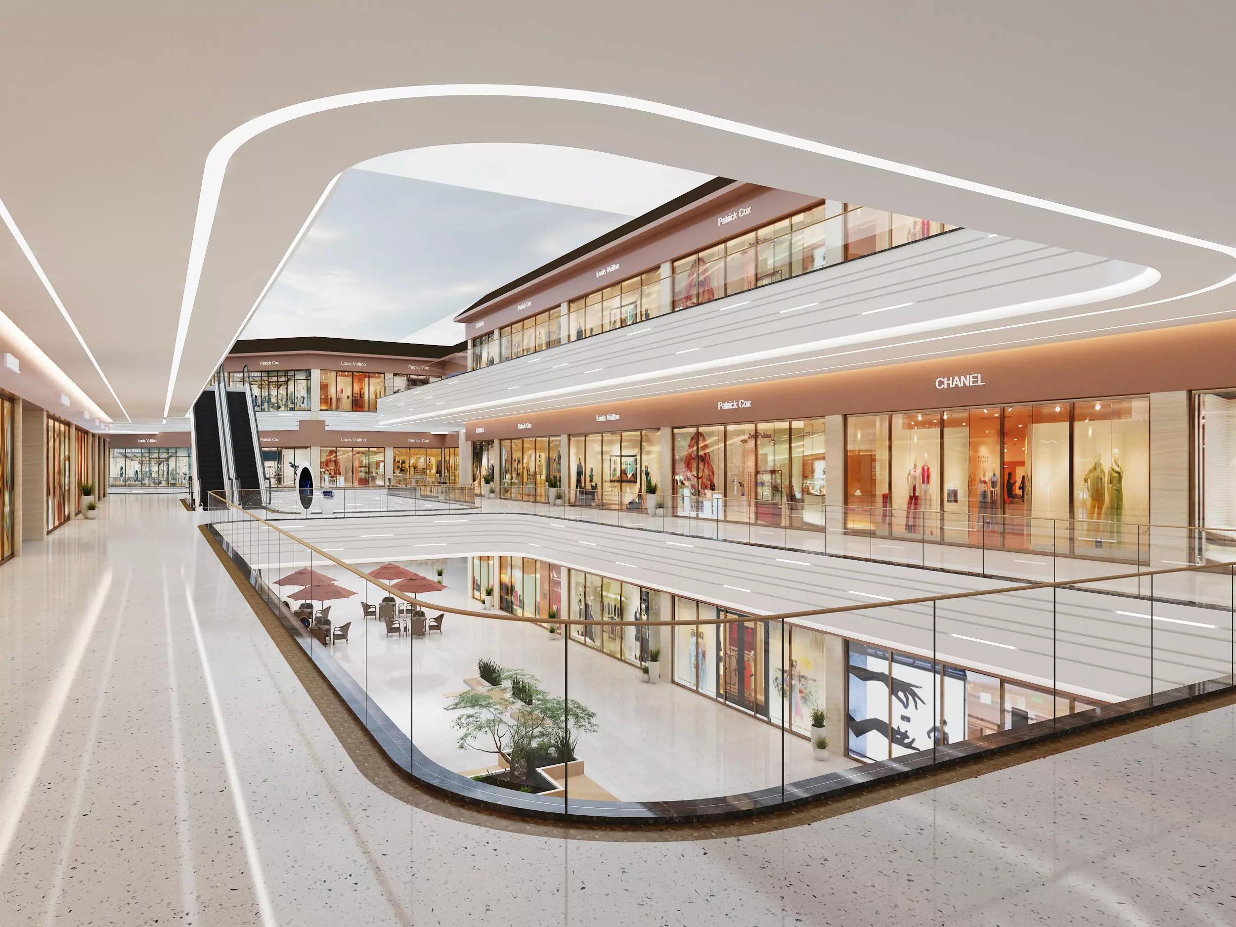 Shopping Mall interior Low-poly 3D model_0