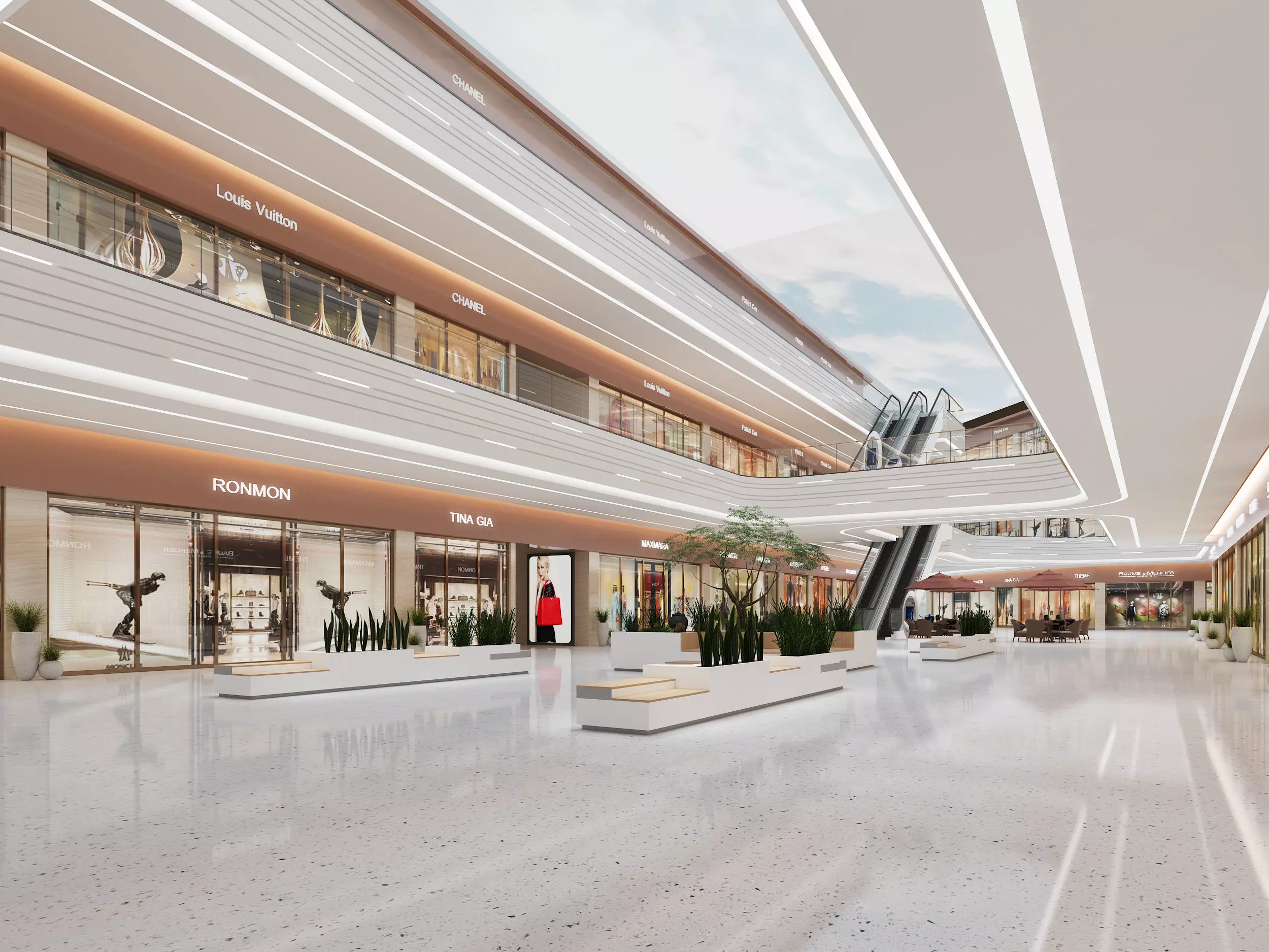 Shopping Mall interior Low-poly 3D model_3