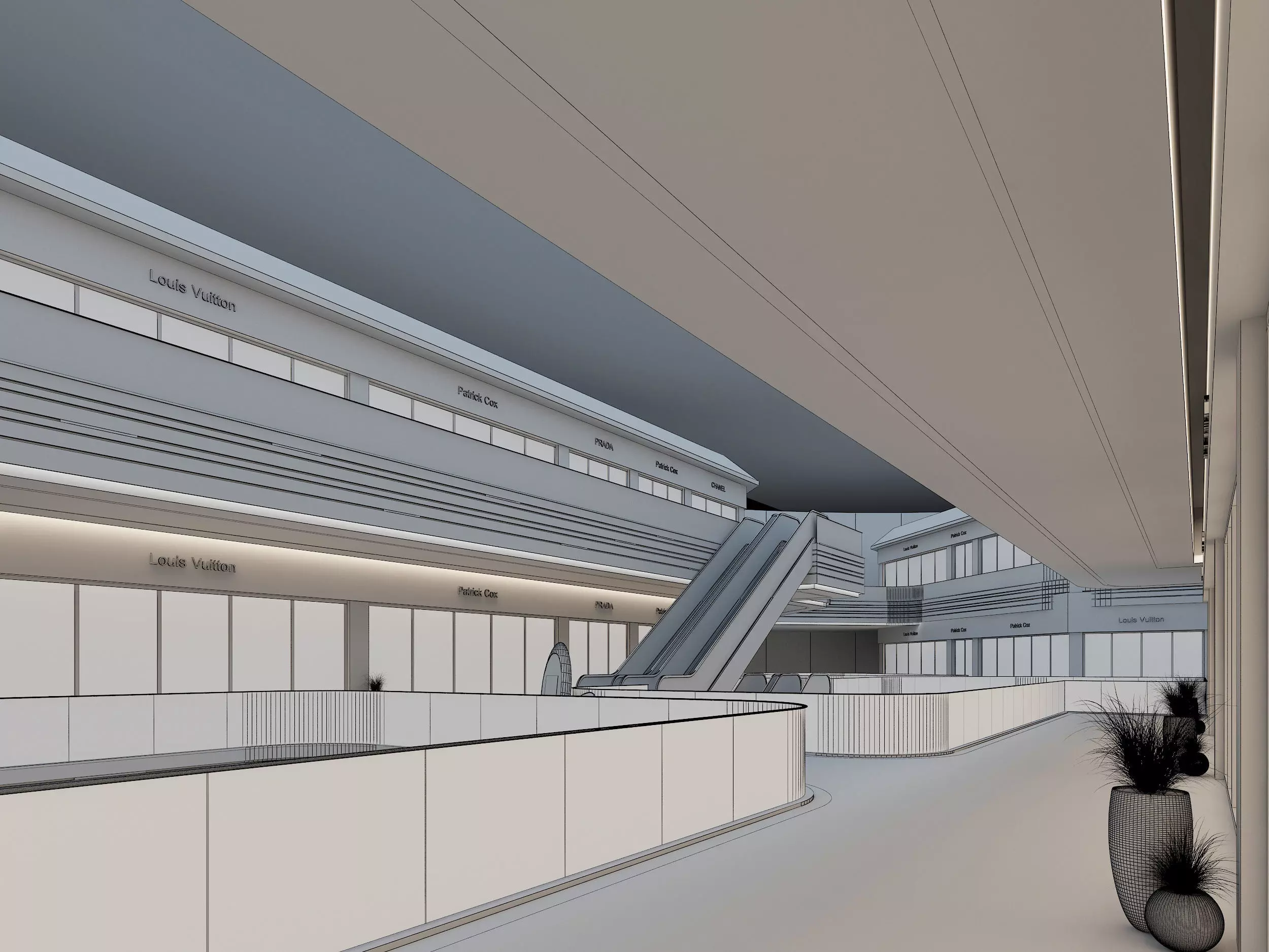 Shopping Mall interior Low-poly 3D model_4