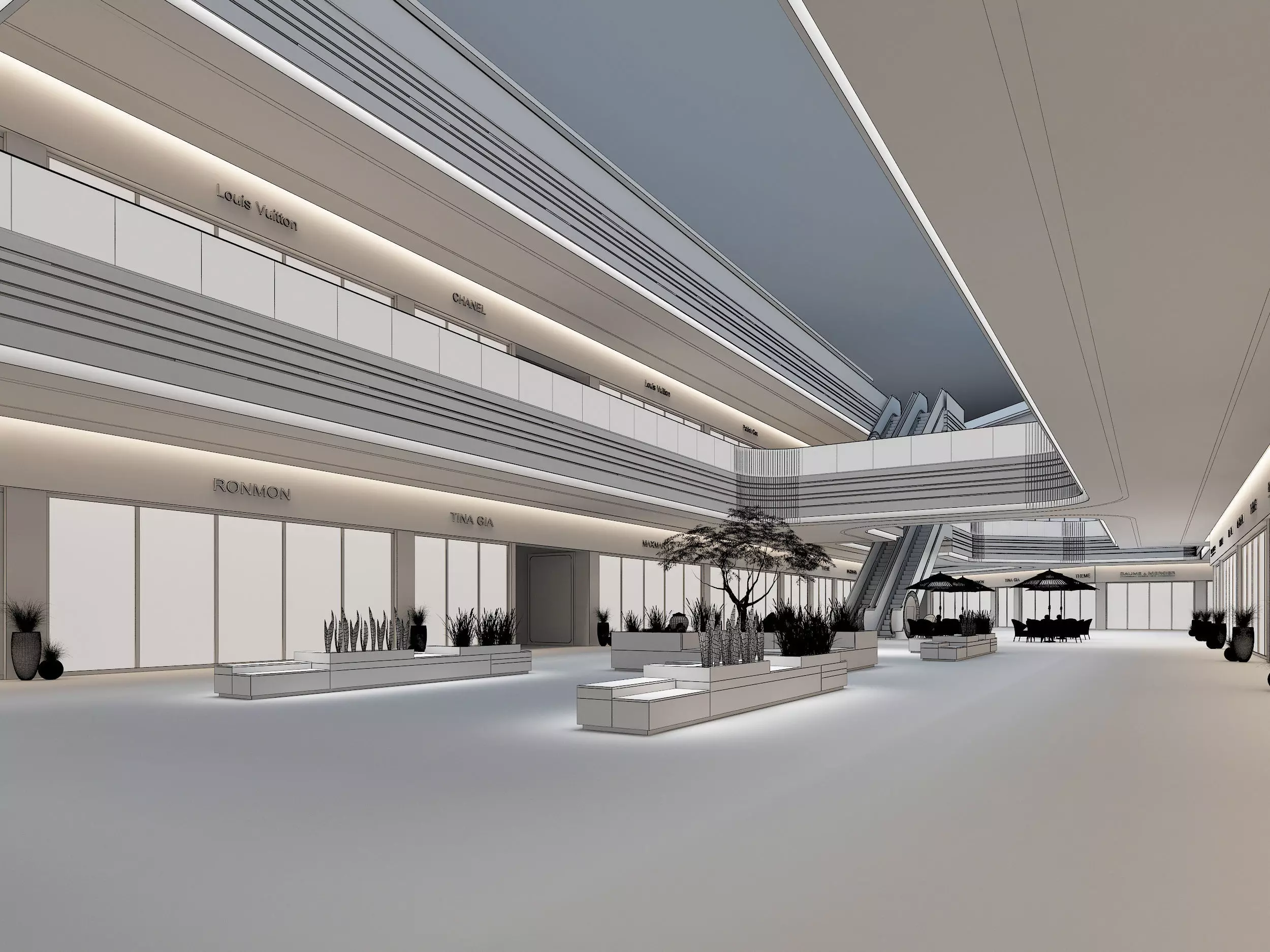 Shopping Mall interior Low-poly 3D model_5