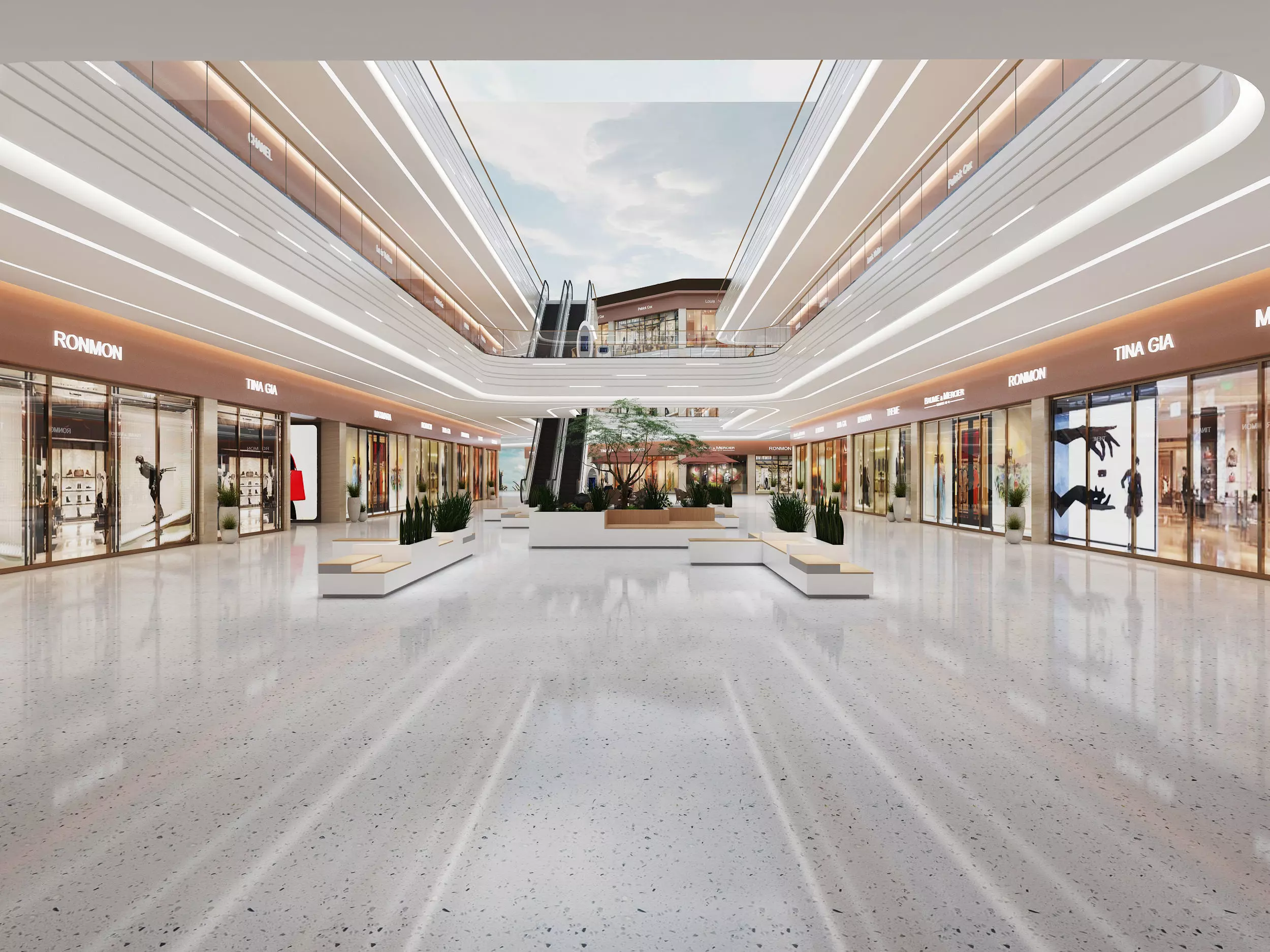 Shopping Mall interior Low-poly 3D model_2