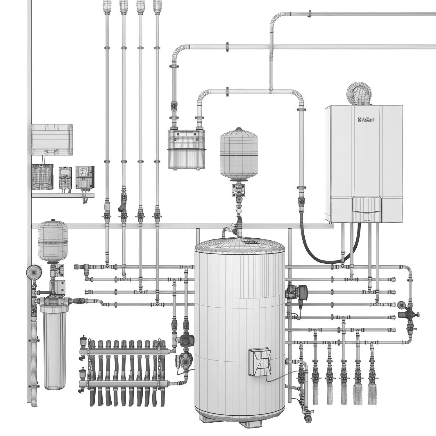 Boiler room full set 3D model_5