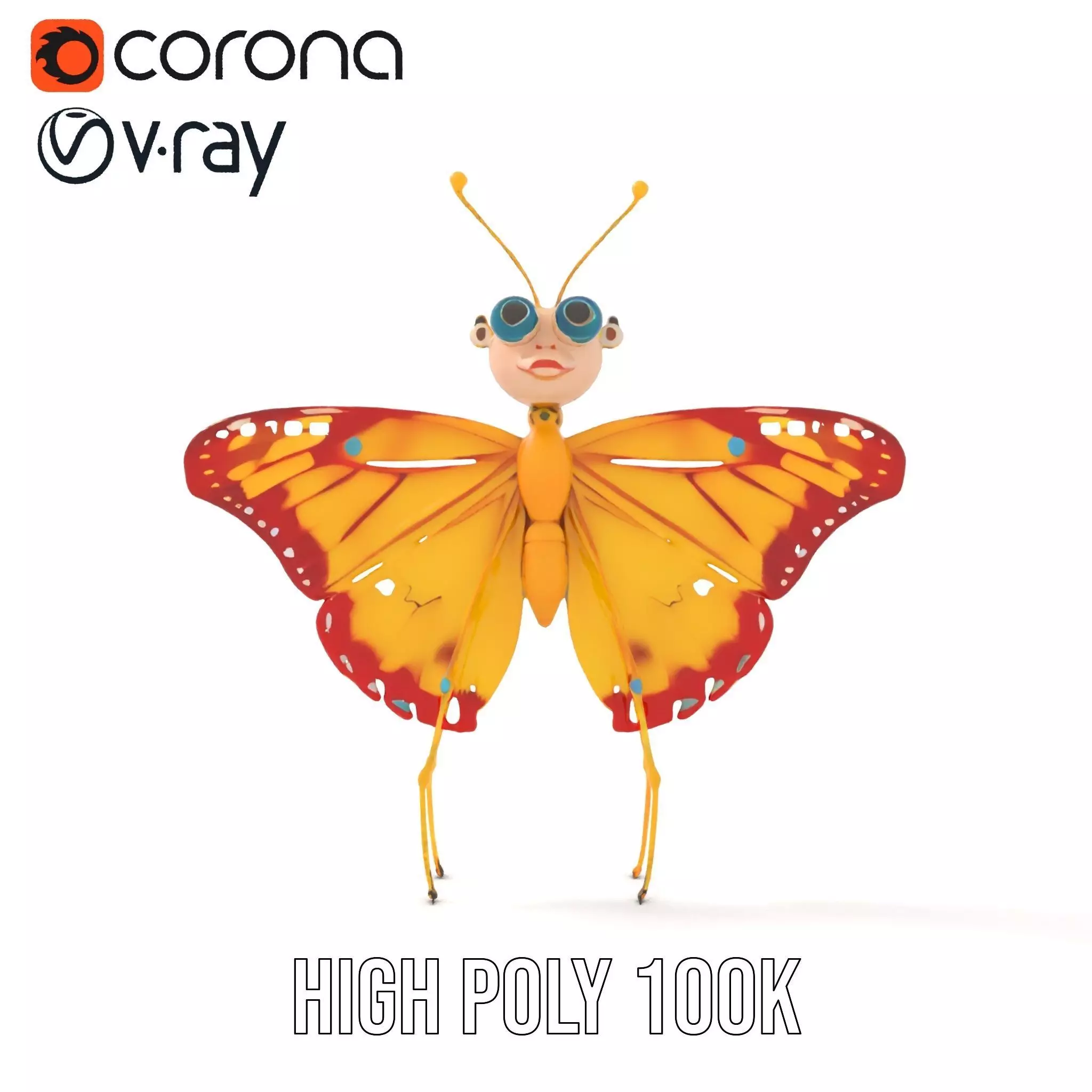 Whimsical Butterfly model pack Low-poly 3D model_12