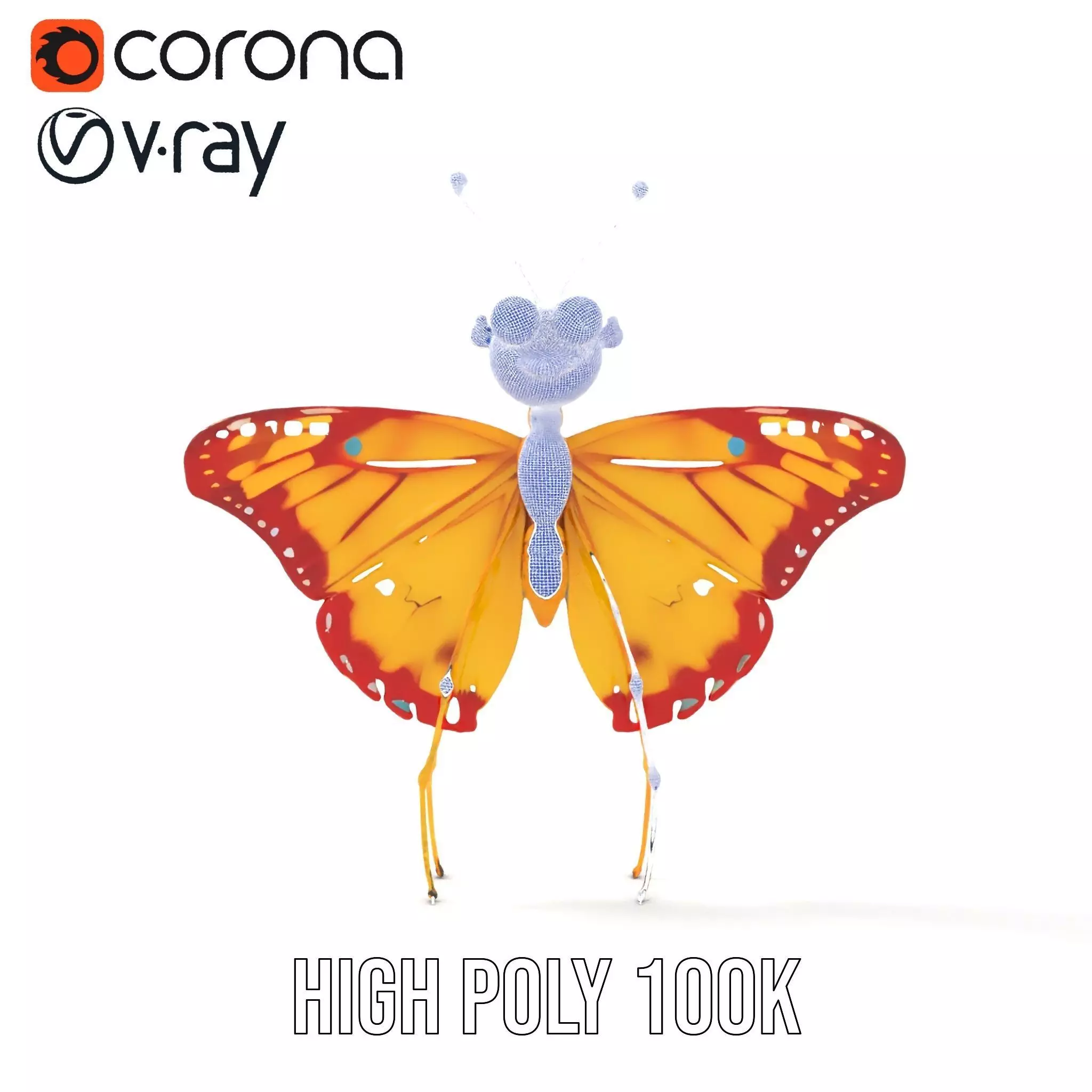 Whimsical Butterfly model pack Low-poly 3D model_26