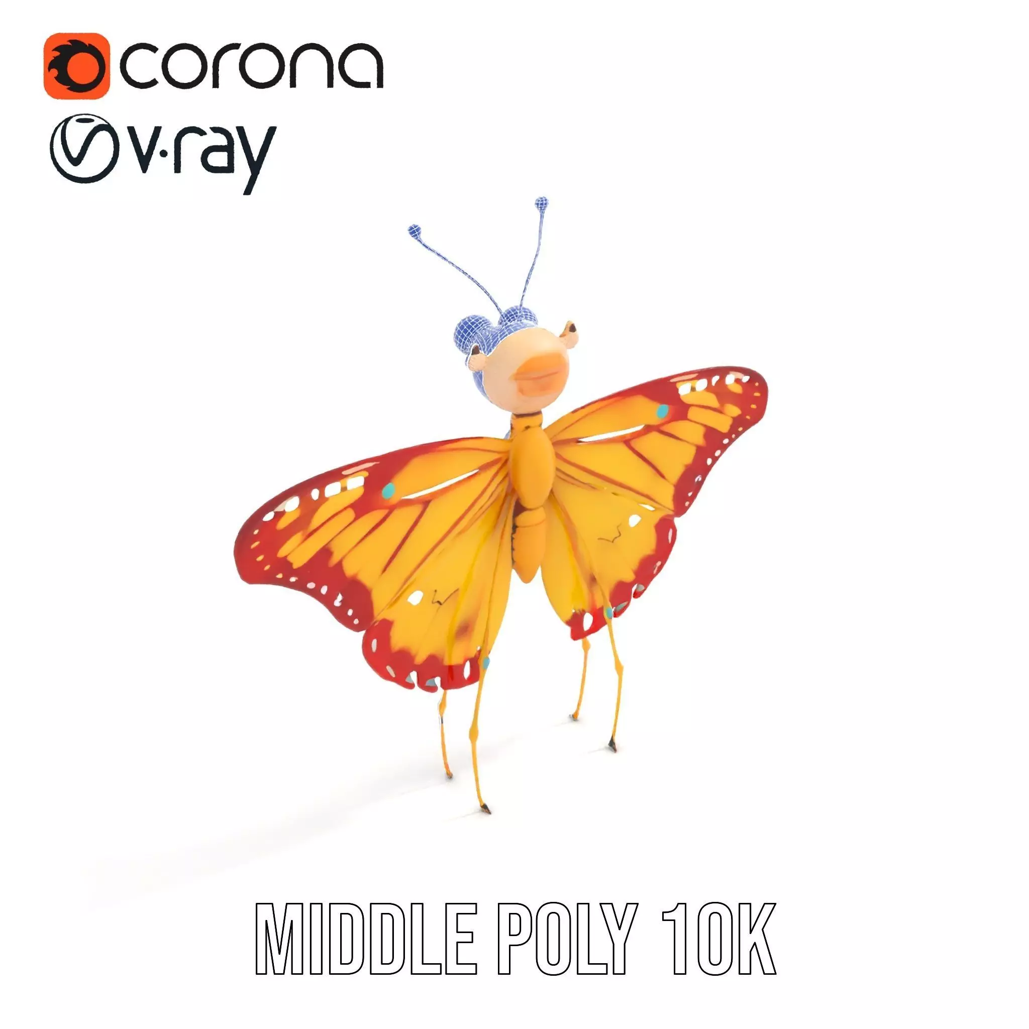 Whimsical Butterfly model pack Low-poly 3D model_24