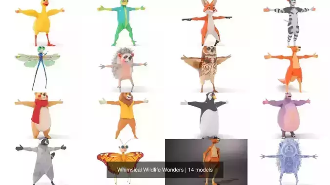 Whimsical Wildlife Wonders 3D Model Collection Whimsical Wildlife Wonders 3D Model Collection
