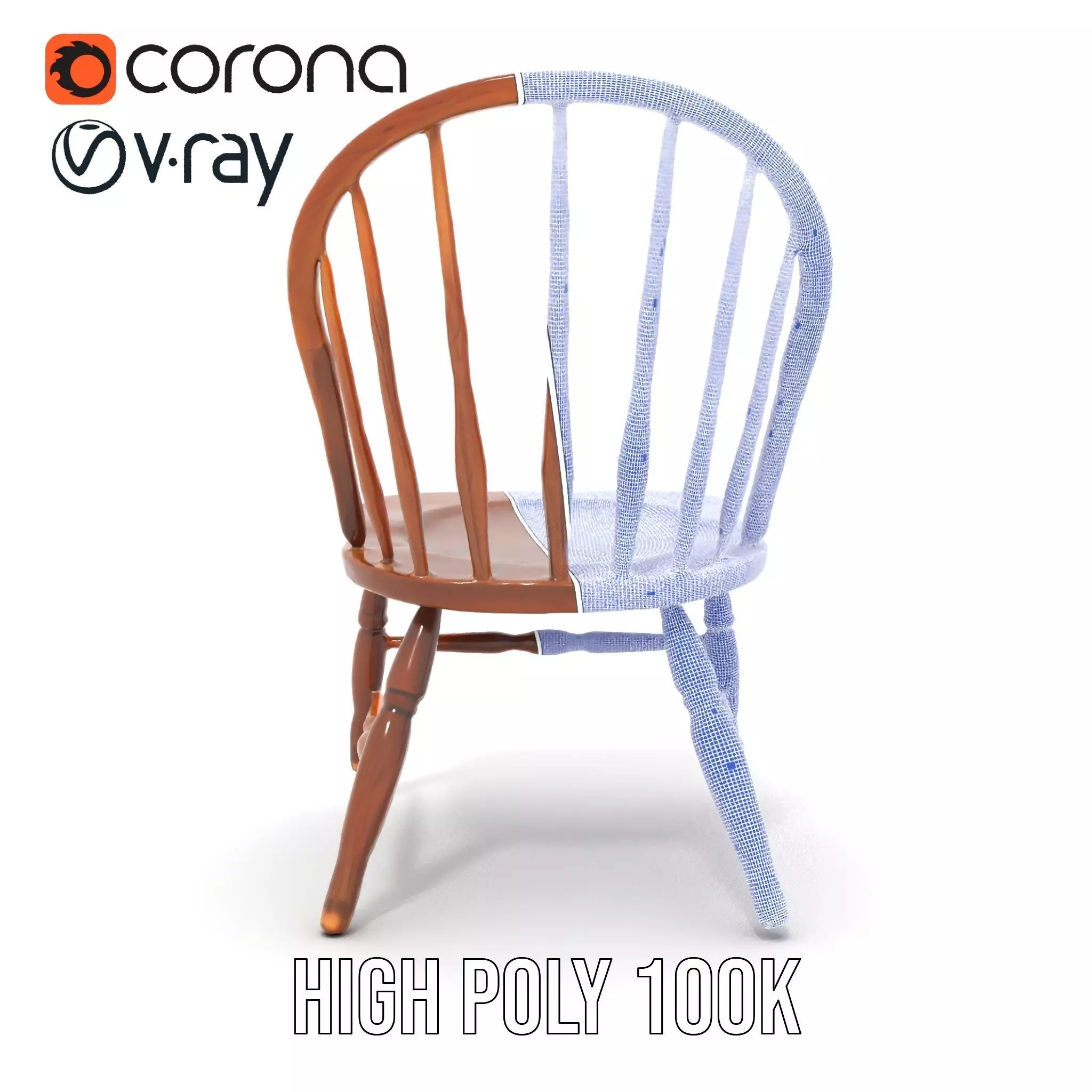 Classic Wooden Chair model pack Low-poly 3D model_34