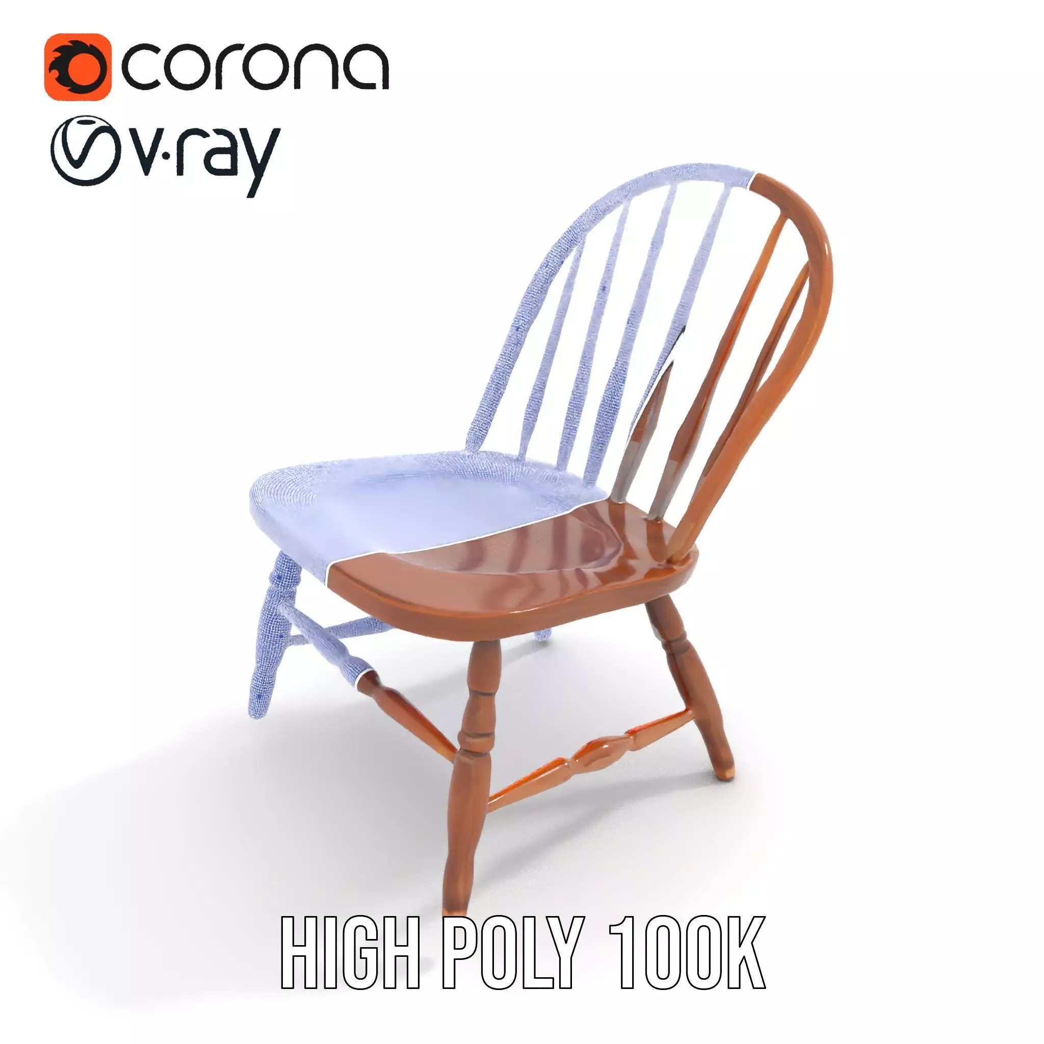 Classic Wooden Chair model pack Low-poly 3D model_32
