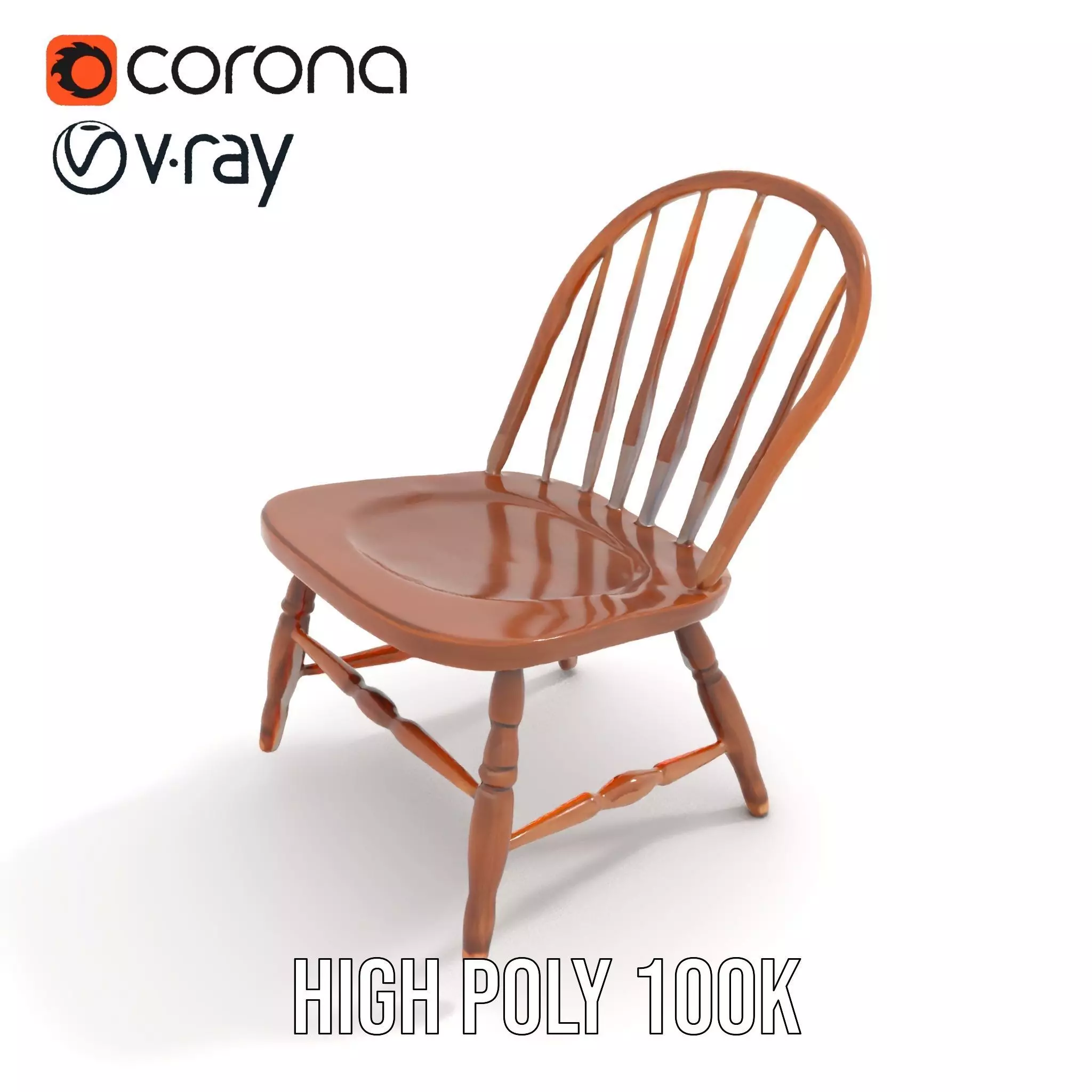 Classic Wooden Chair model pack Low-poly 3D model_17