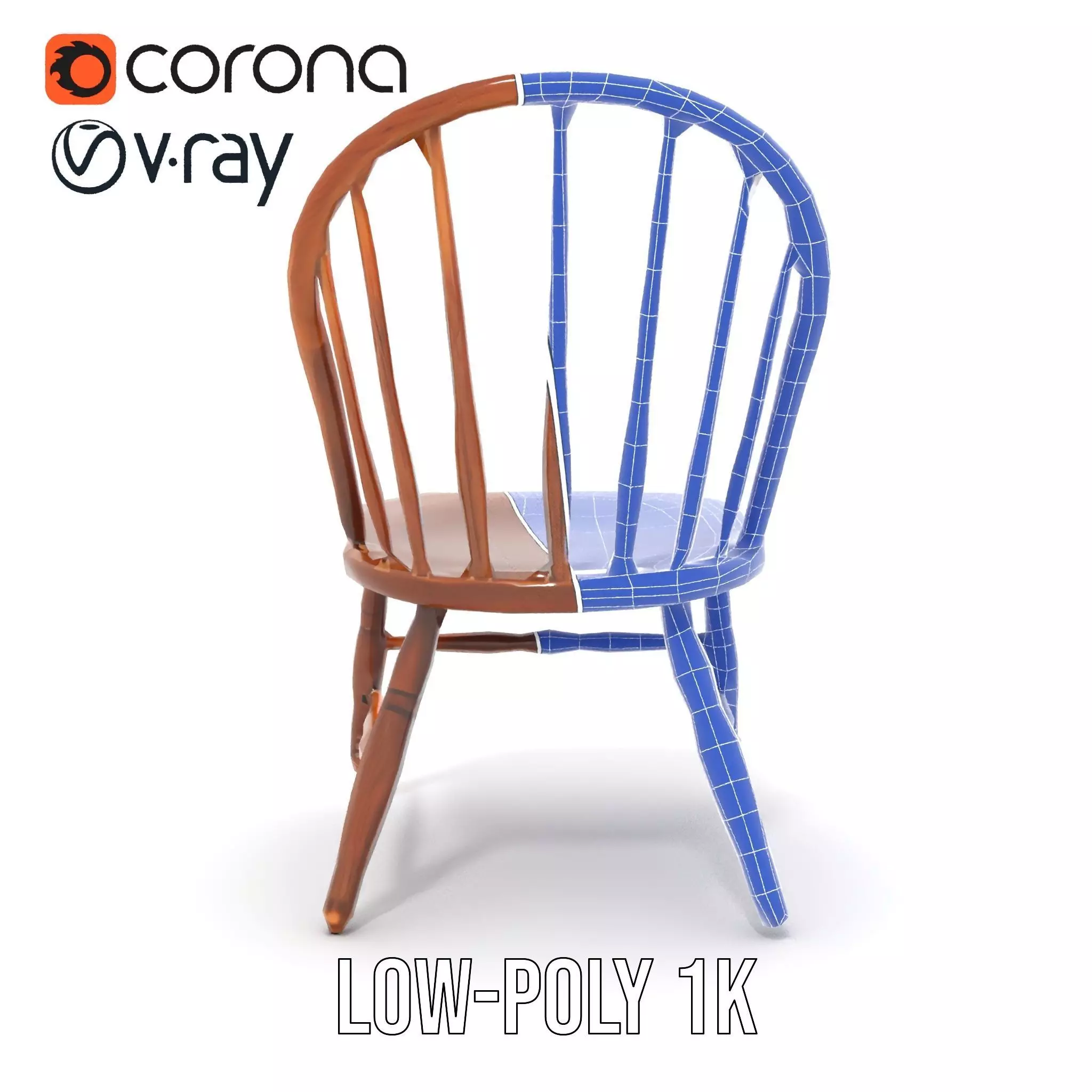 Classic Wooden Chair model pack Low-poly 3D model_24