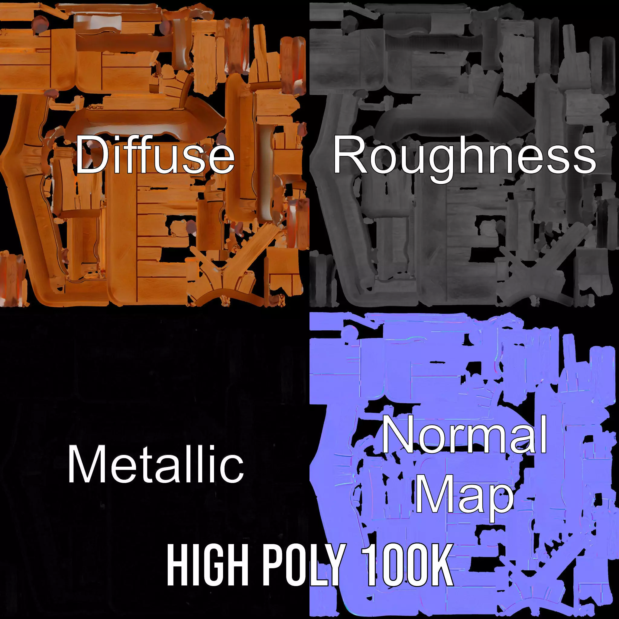 Elegant Cherrywood Table model pack Low-poly 3D model_3