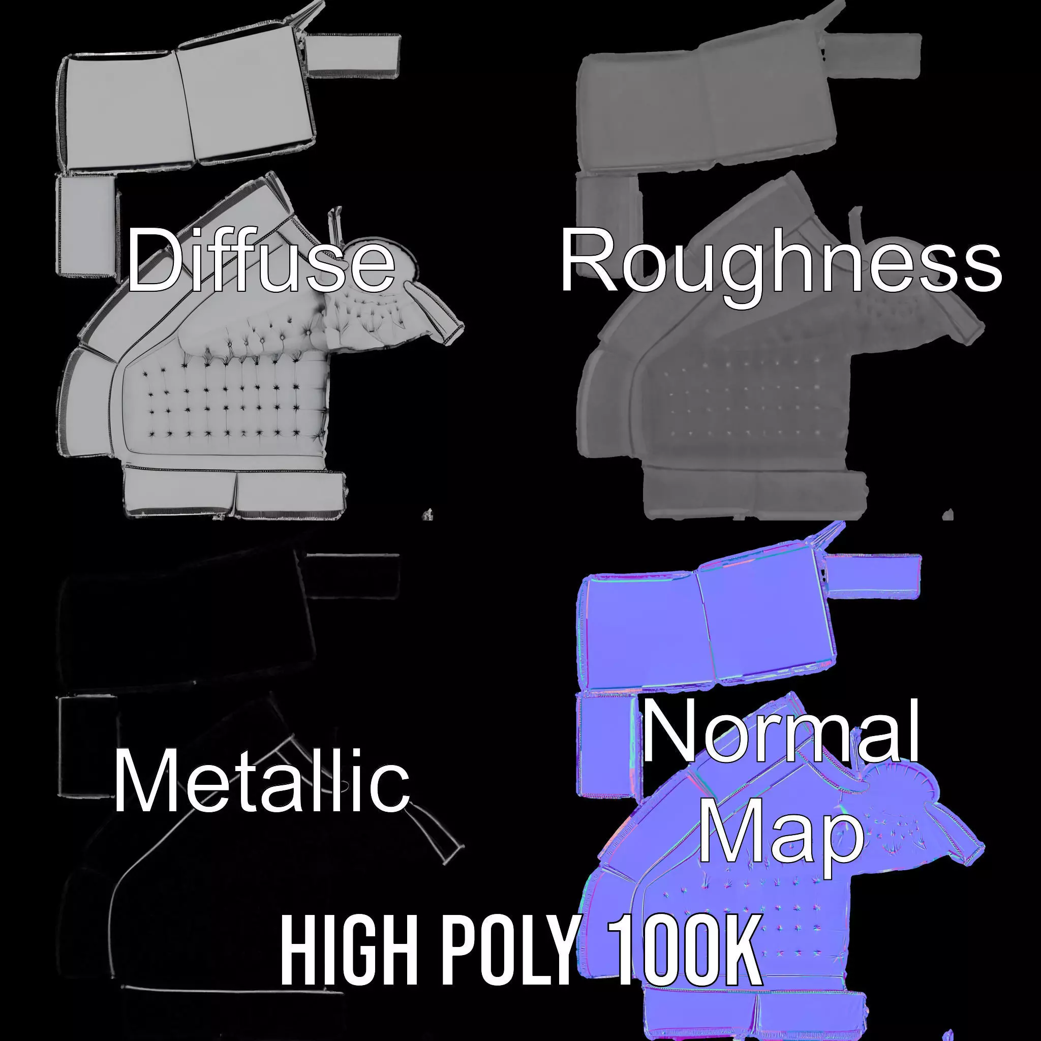 Elegant Gray Chaise model pack Low-poly 3D model_3