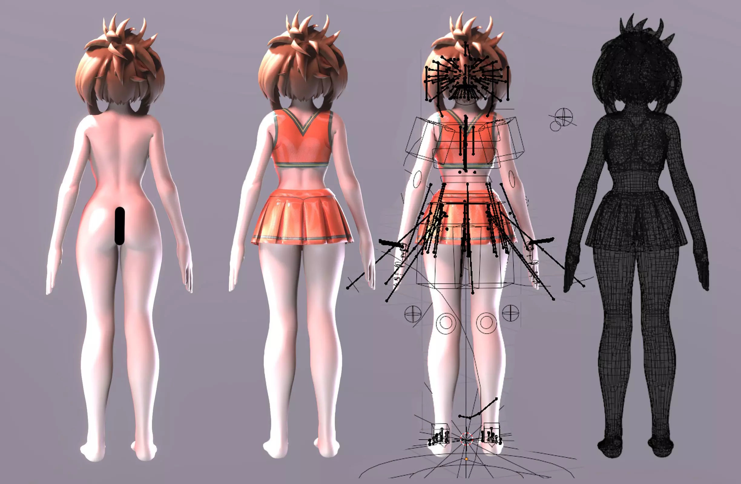 Uraraka anime Style Gamer Room Low-poly 3D model_2