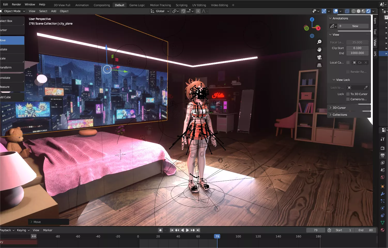 Uraraka anime Style Gamer Room Low-poly 3D model_3