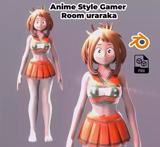 Uraraka anime Style Gamer Room Low-poly 3D model Uraraka anime Style Gamer Room Low-poly 3D model