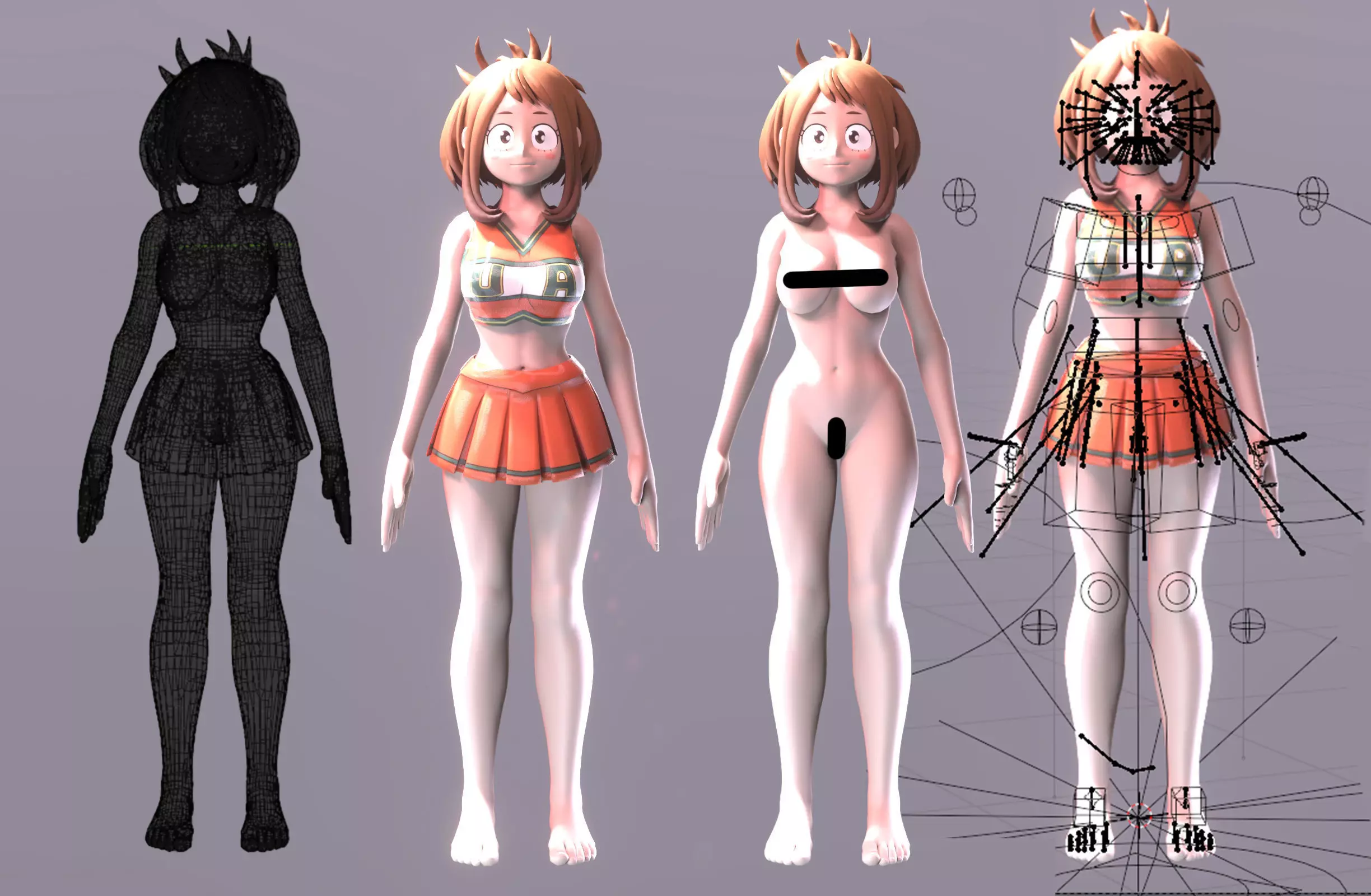 Uraraka anime Style Gamer Room Low-poly 3D model_1