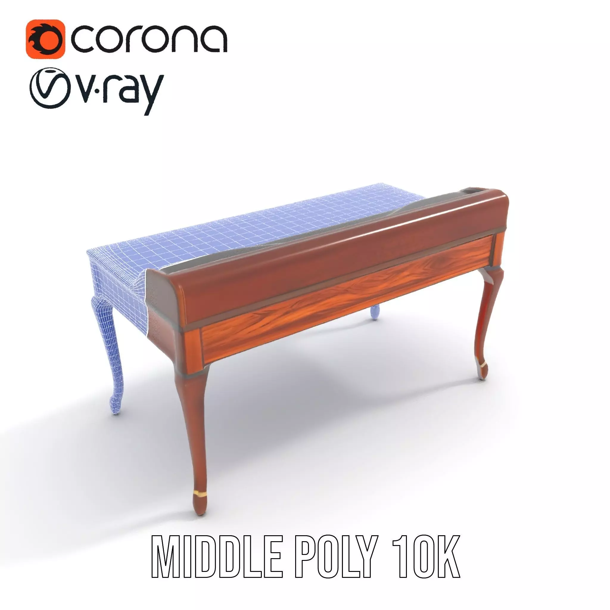 Classic Mahogany Desk model pack Low-poly 3D model_29