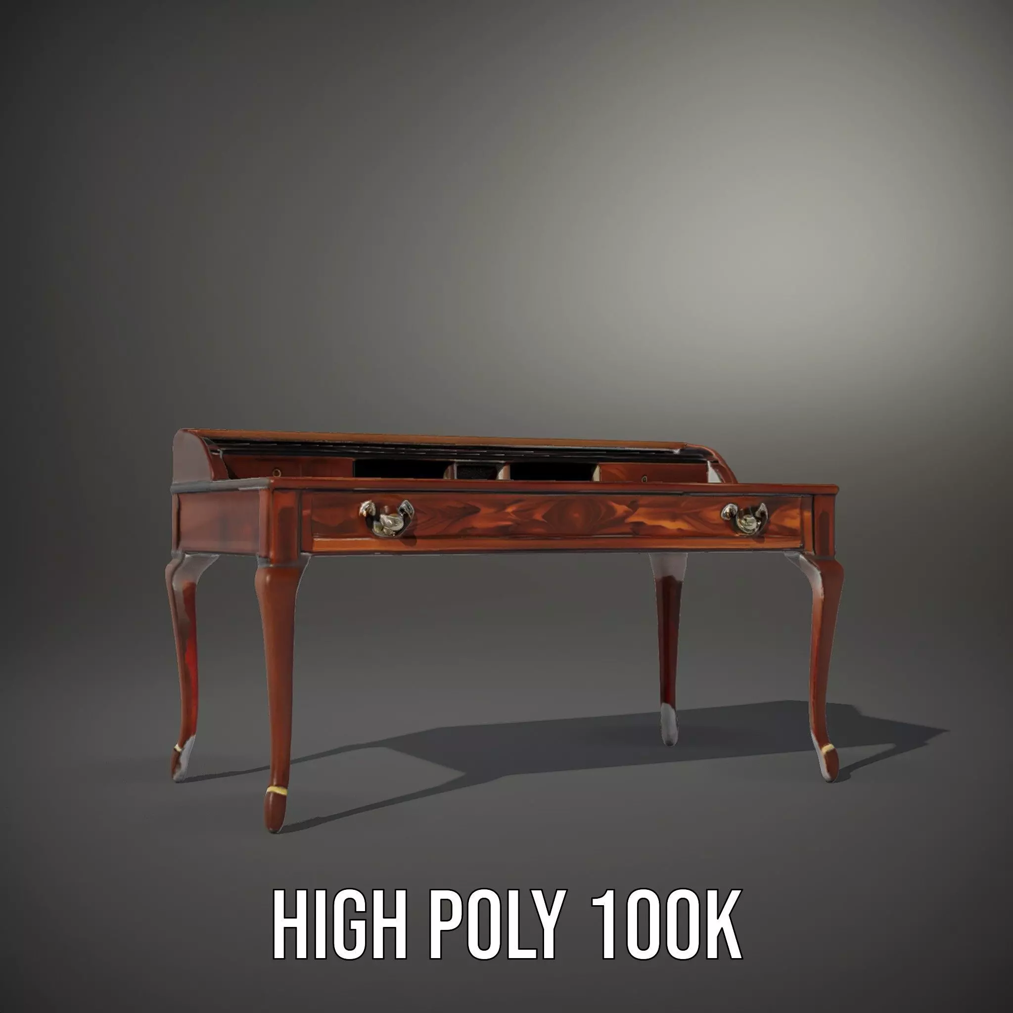 Classic Mahogany Desk model pack Low-poly 3D model_8