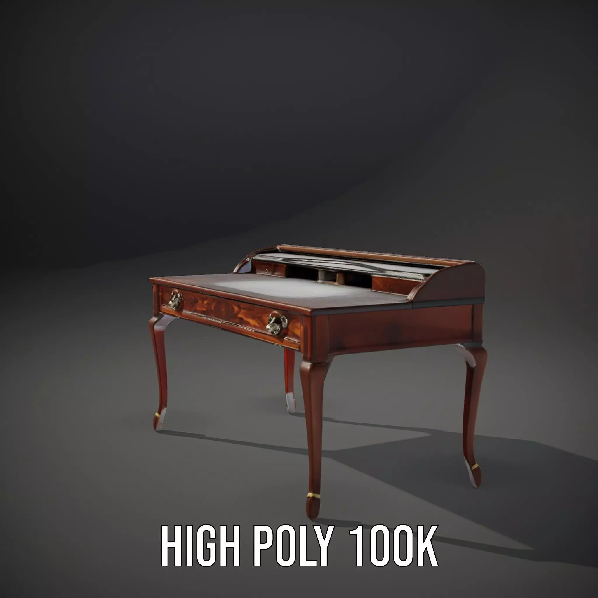 Classic Mahogany Desk model pack Low-poly 3D model_10