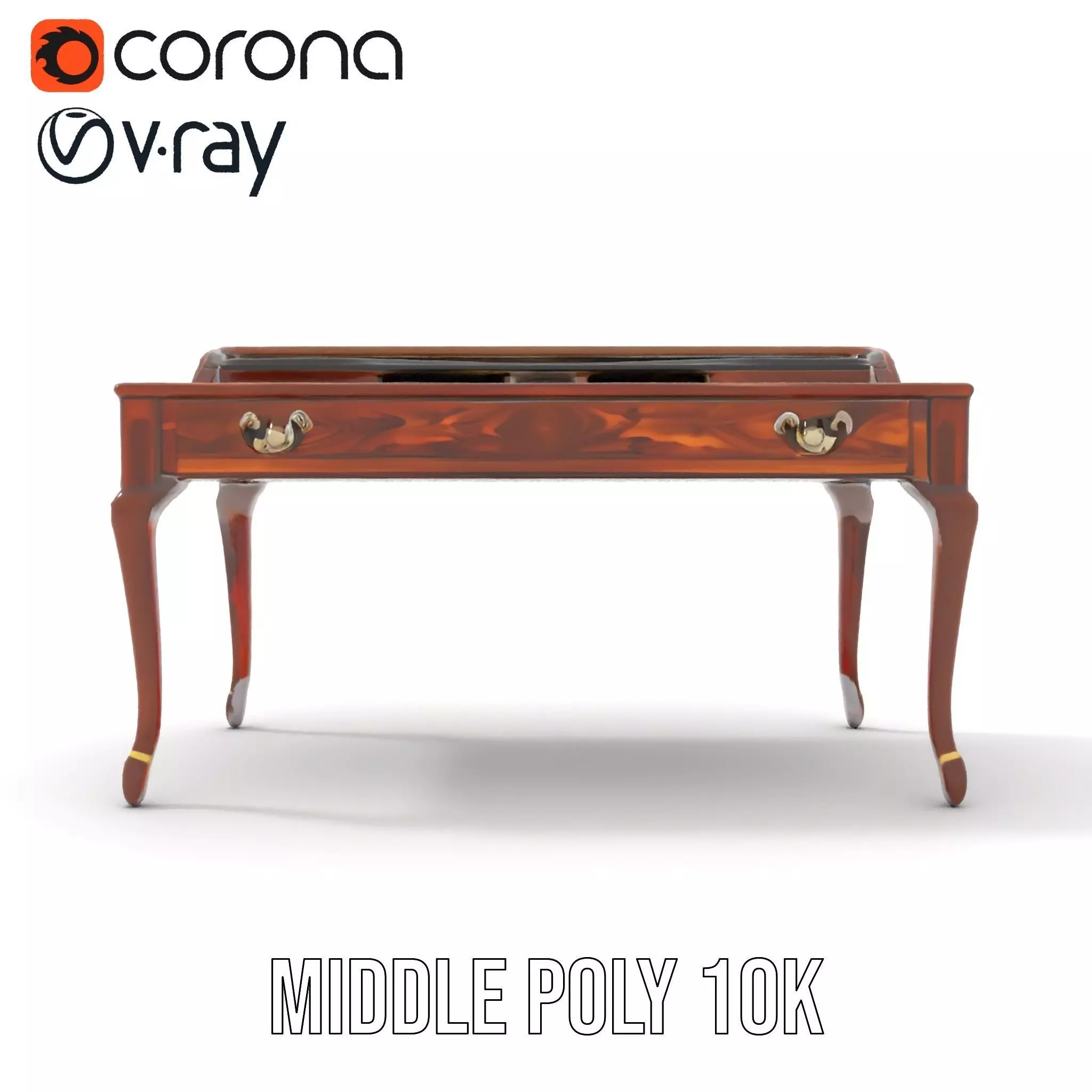 Classic Mahogany Desk model pack Low-poly 3D model_13