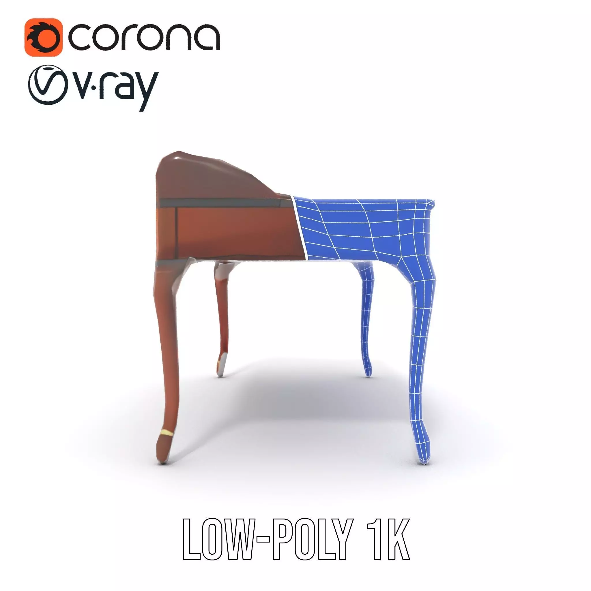 Classic Mahogany Desk model pack Low-poly 3D model_21