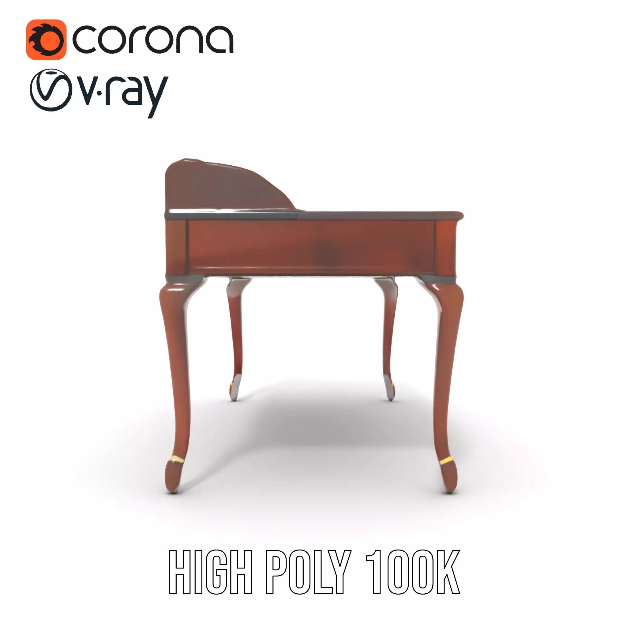 Classic Mahogany Desk model pack Low-poly 3D model_28