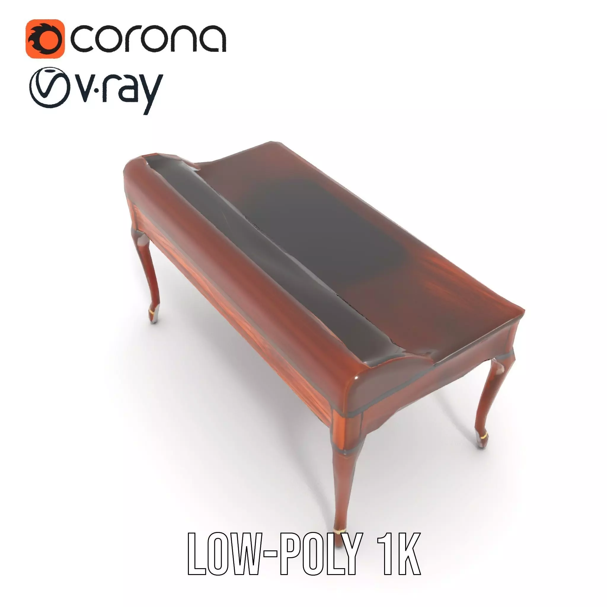 Classic Mahogany Desk model pack Low-poly 3D model_9