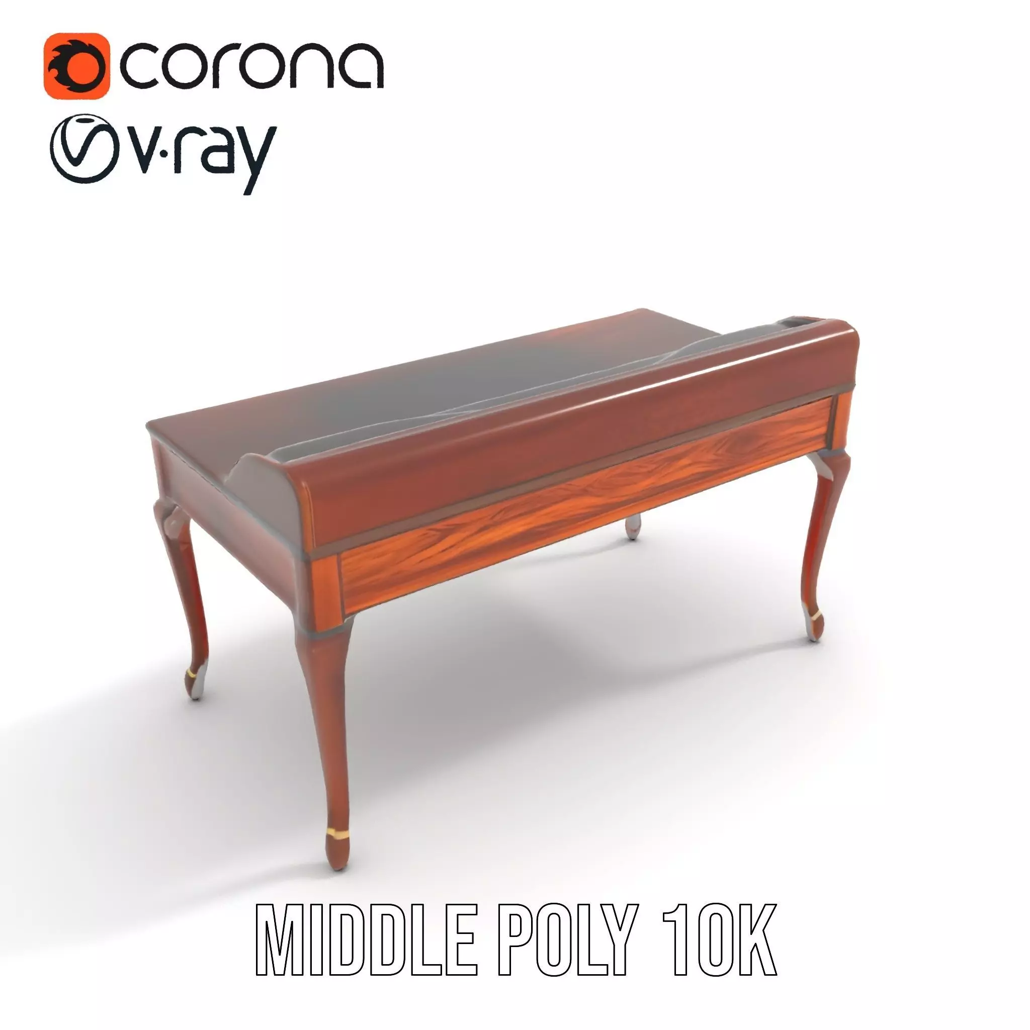 Classic Mahogany Desk model pack Low-poly 3D model_11