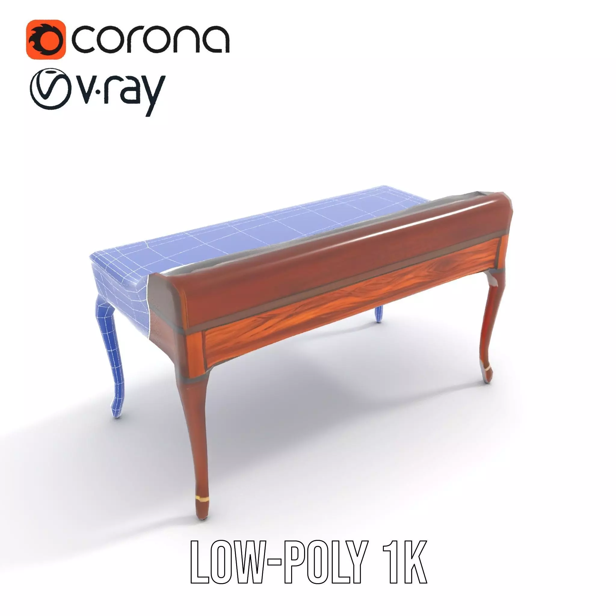 Classic Mahogany Desk model pack Low-poly 3D model_14