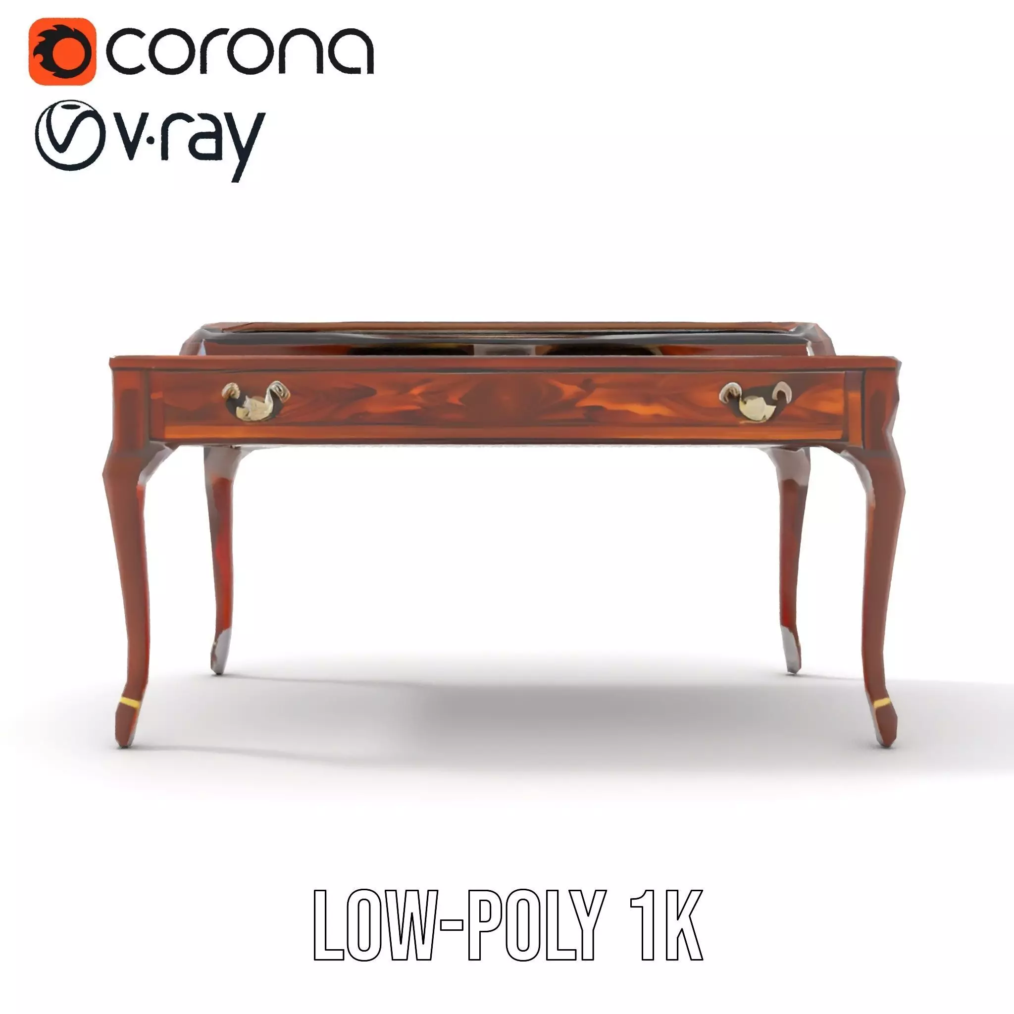 Classic Mahogany Desk model pack Low-poly 3D model_19