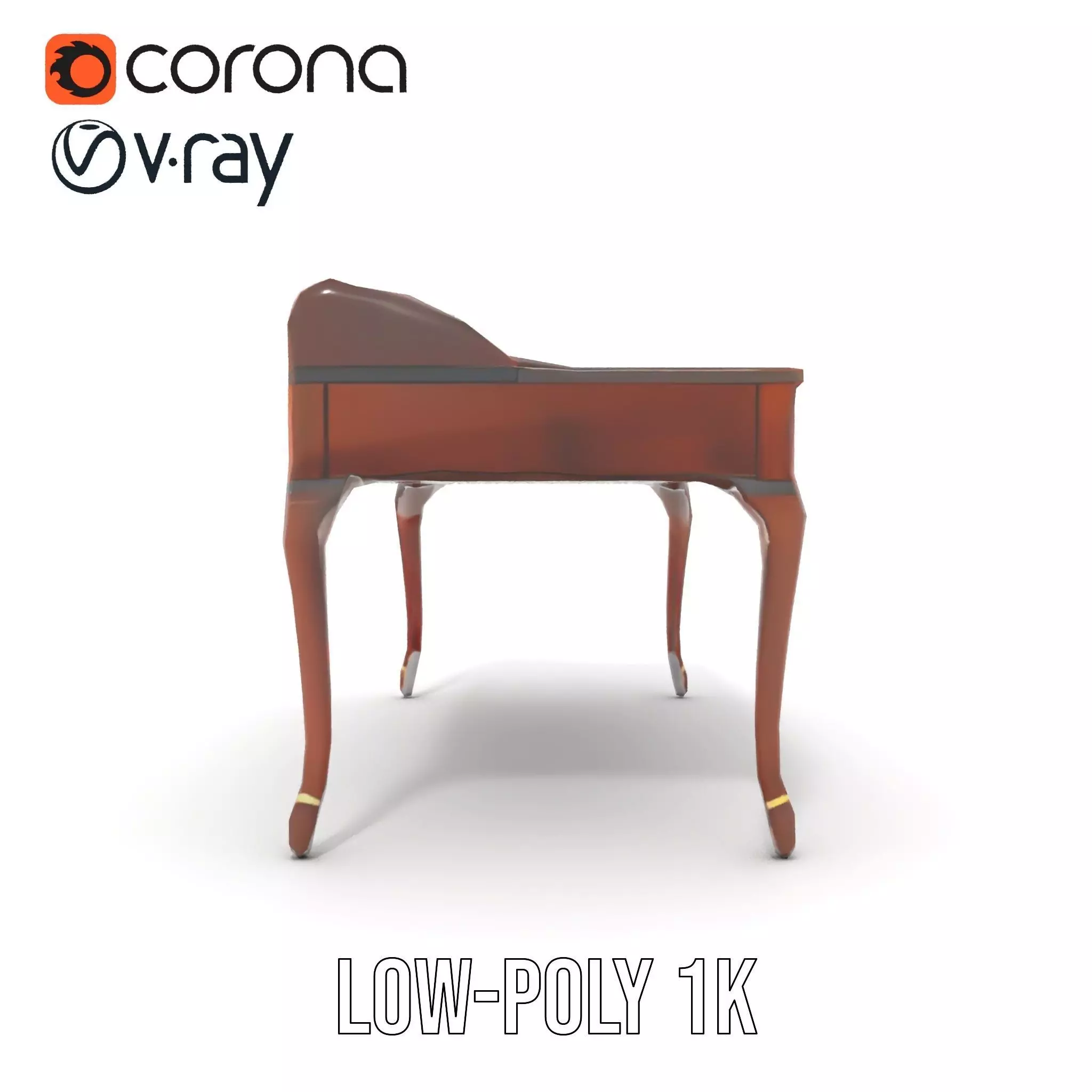 Classic Mahogany Desk model pack Low-poly 3D model_24