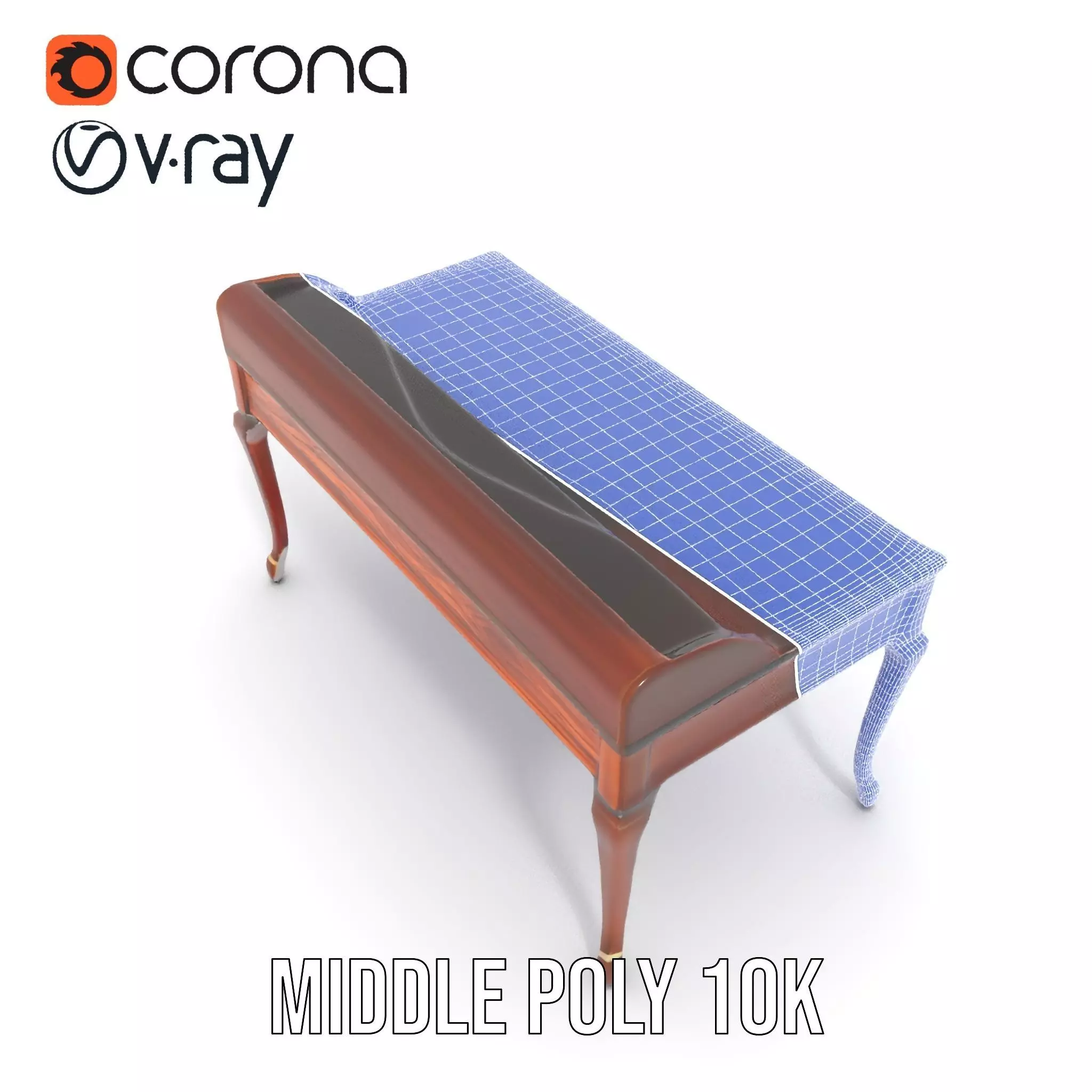 Classic Mahogany Desk model pack Low-poly 3D model_15