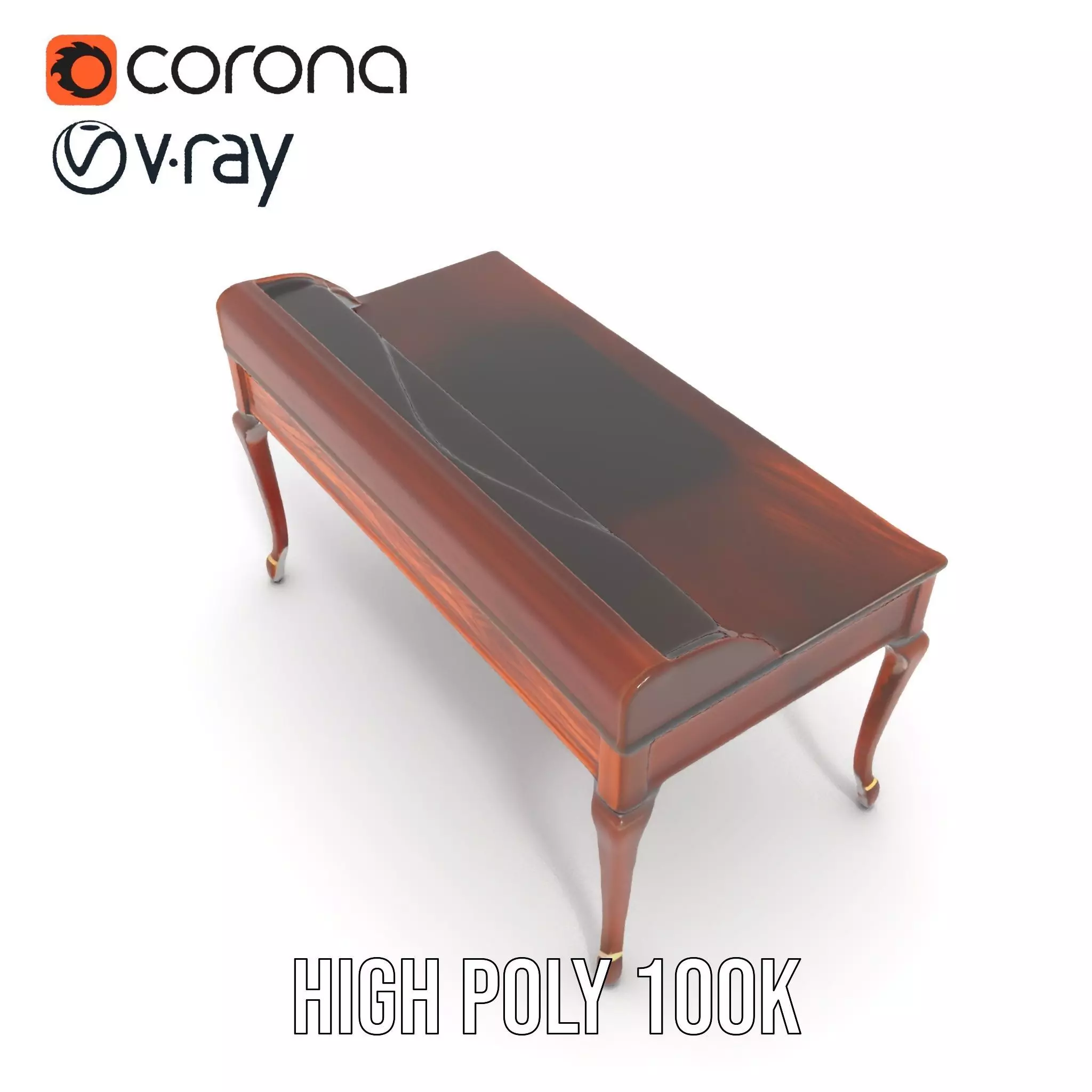 Classic Mahogany Desk model pack Low-poly 3D model_31