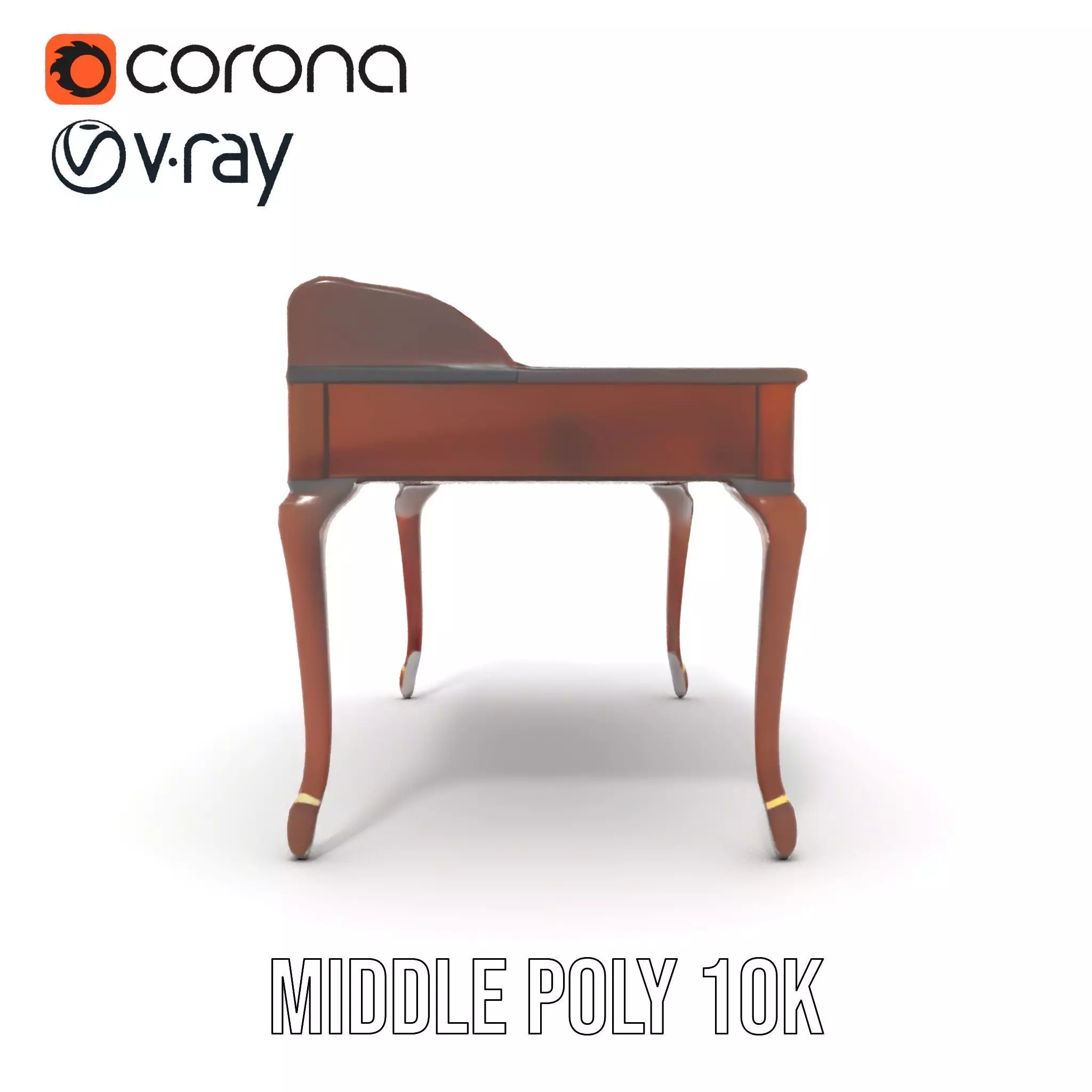 Classic Mahogany Desk model pack Low-poly 3D model_18