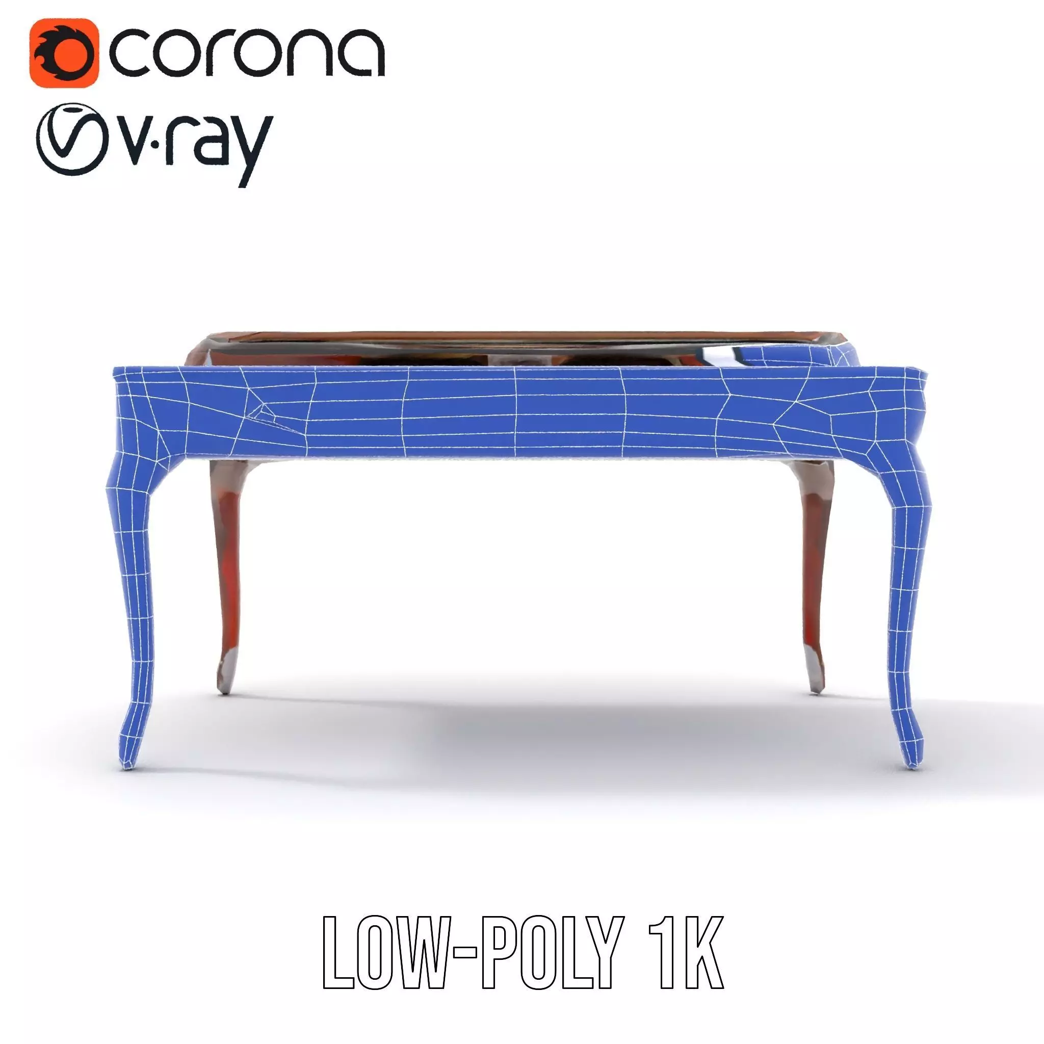 Classic Mahogany Desk model pack Low-poly 3D model_27