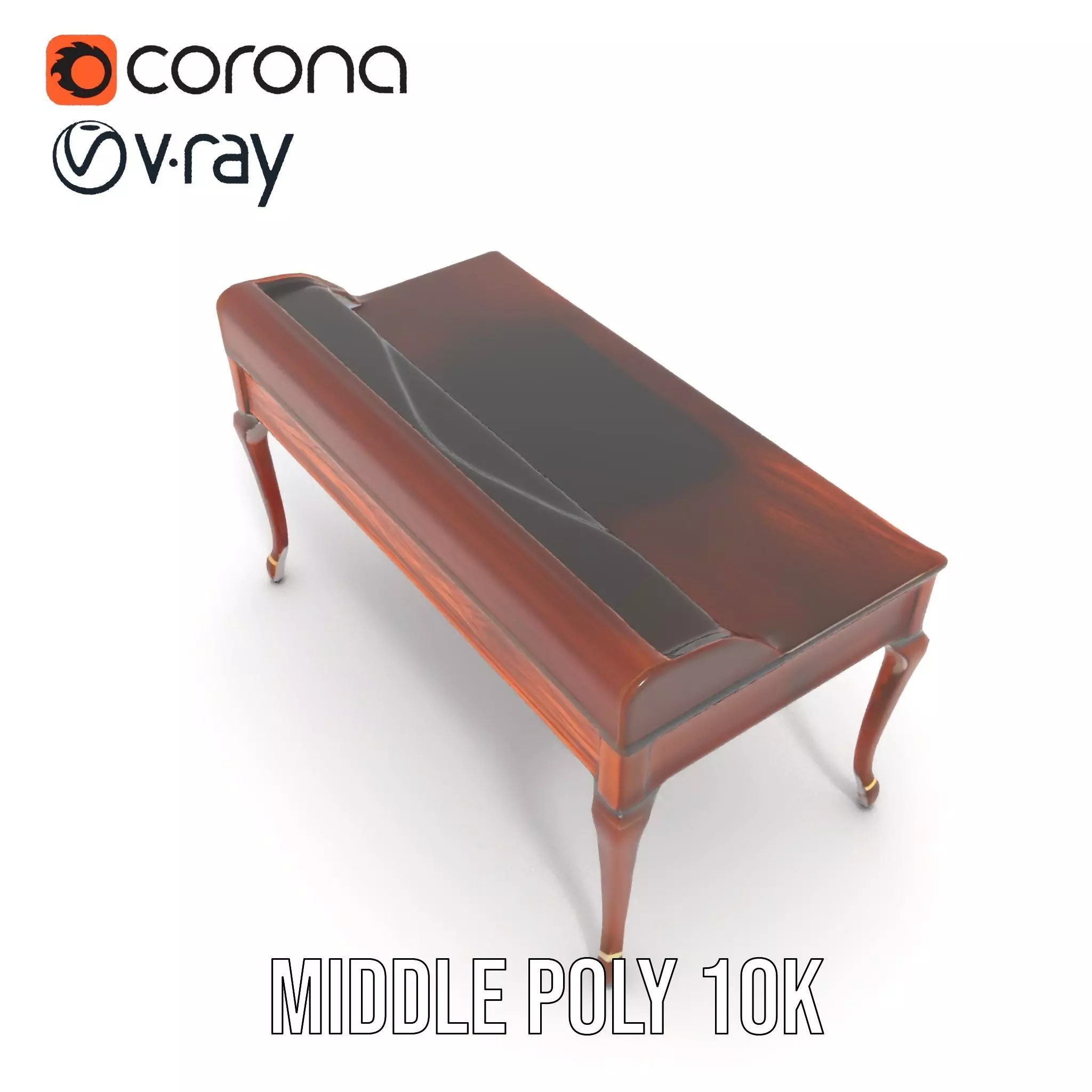 Classic Mahogany Desk model pack Low-poly 3D model_6