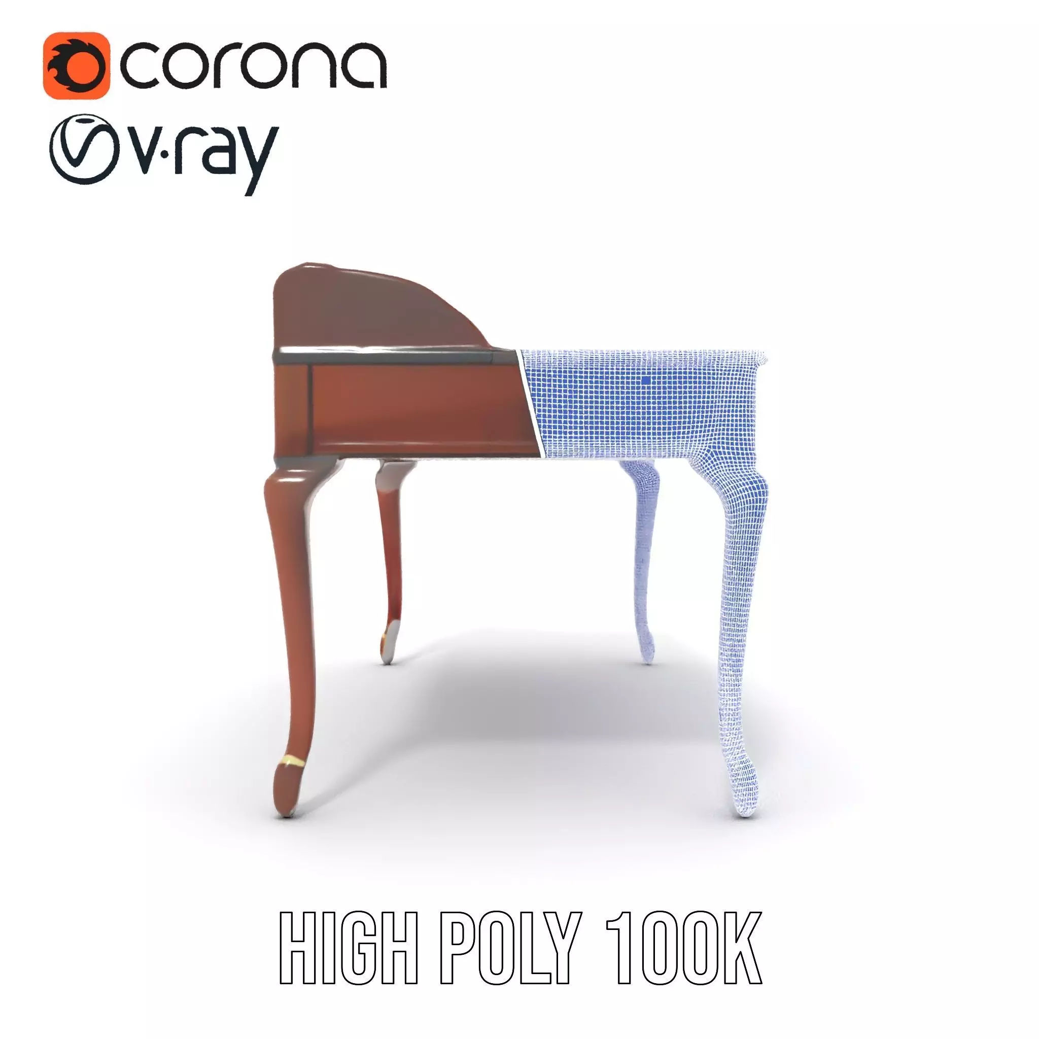 Classic Mahogany Desk model pack Low-poly 3D model_34