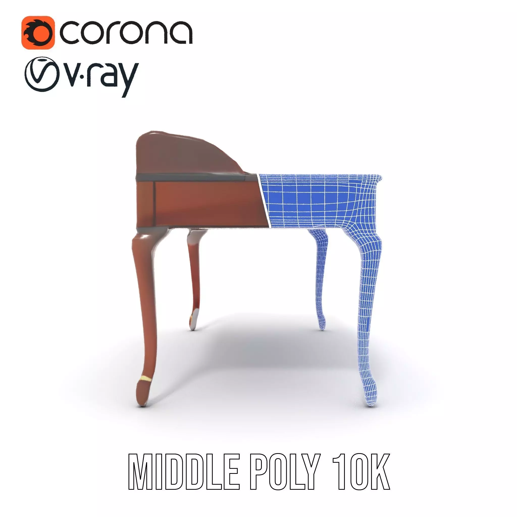 Classic Mahogany Desk model pack Low-poly 3D model_20