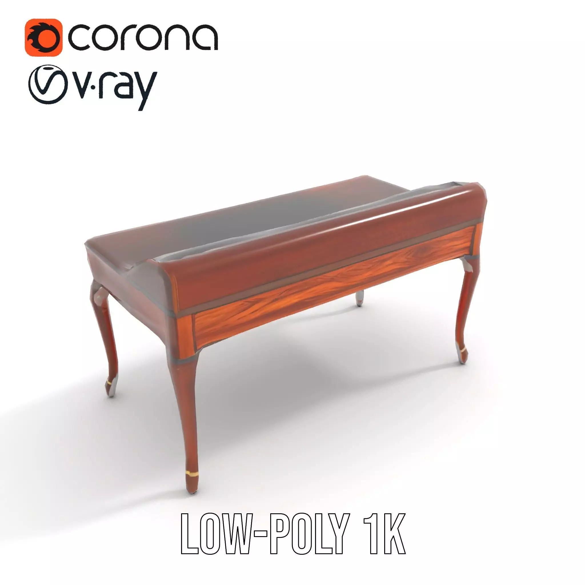 Classic Mahogany Desk model pack Low-poly 3D model_16