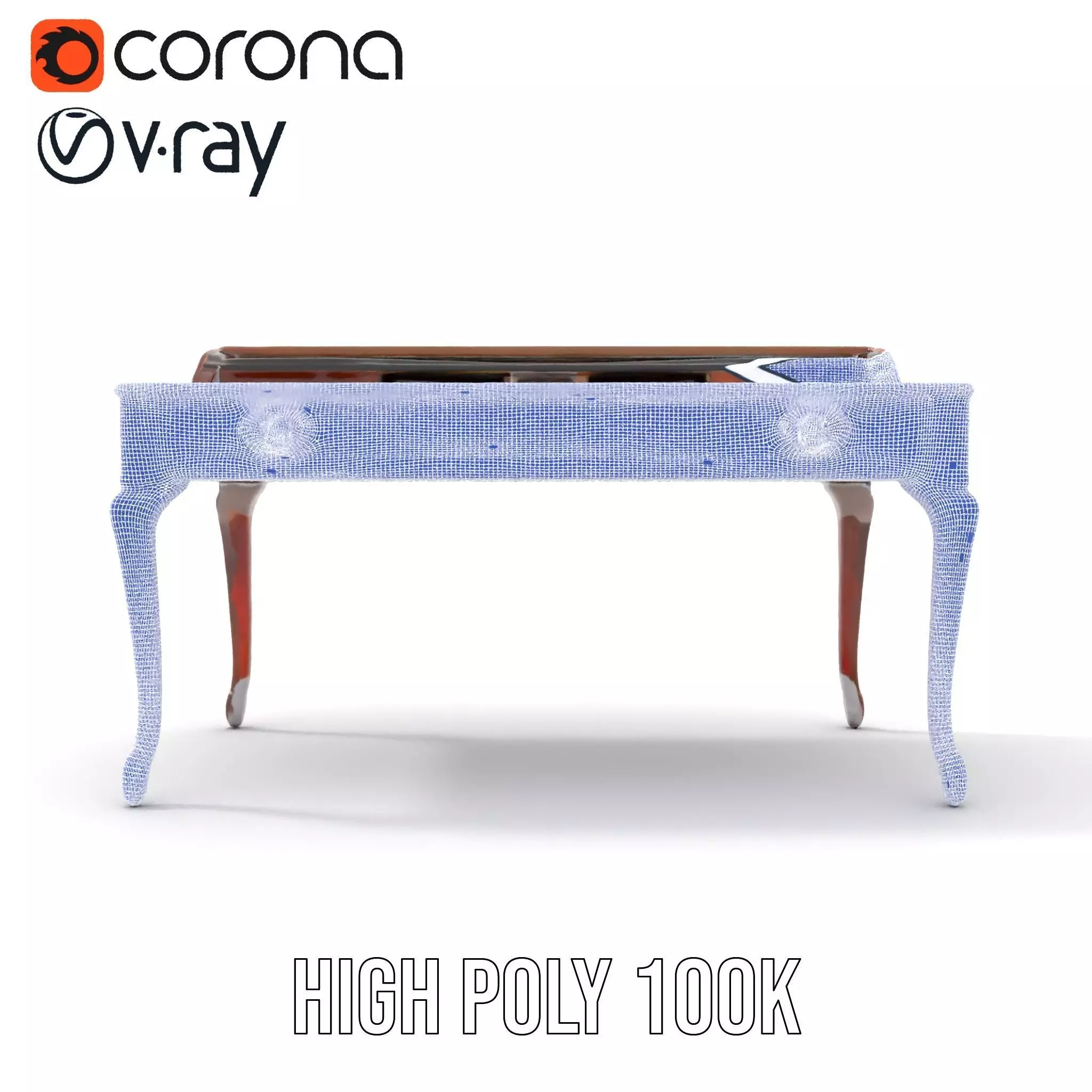 Classic Mahogany Desk model pack Low-poly 3D model_33