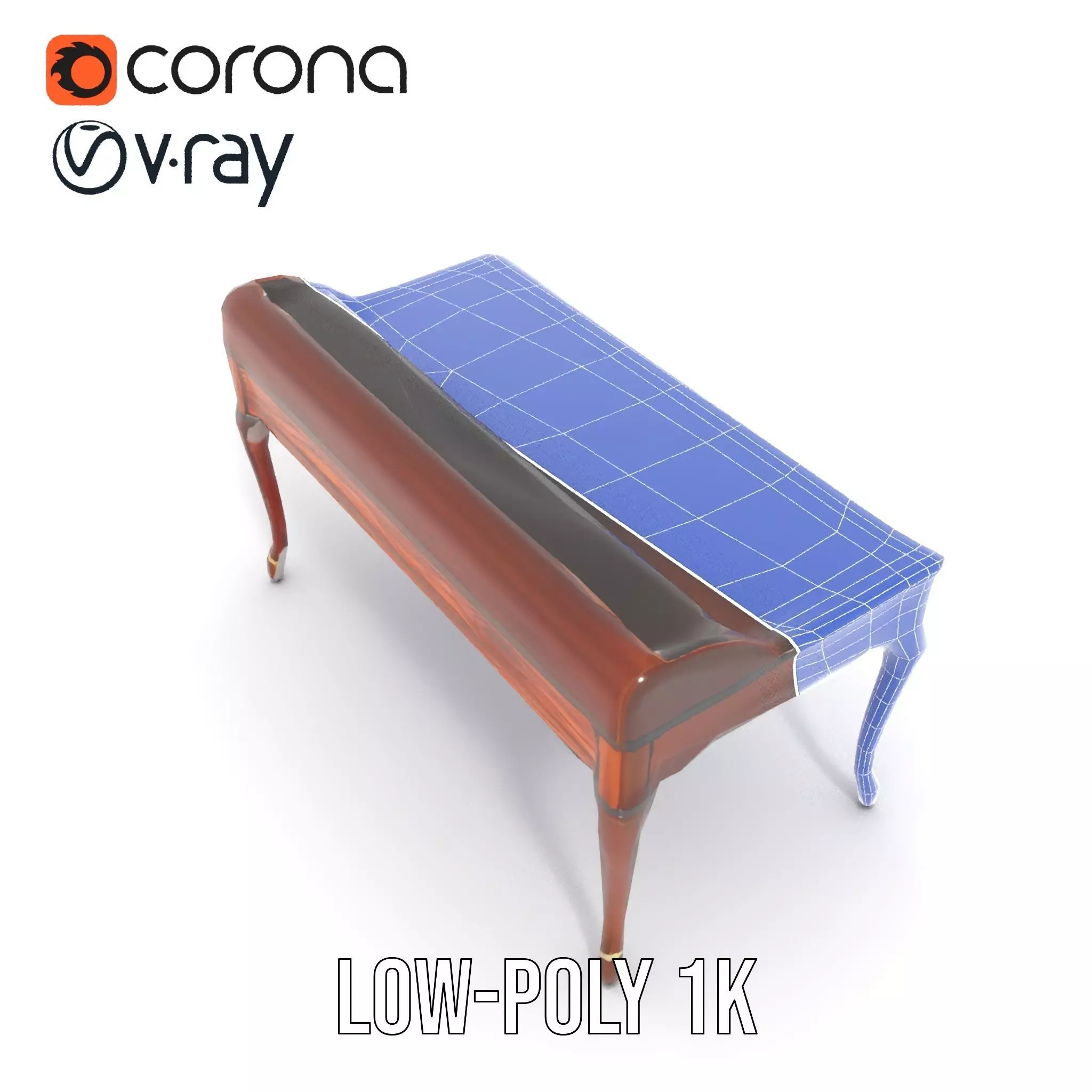 Classic Mahogany Desk model pack Low-poly 3D model_30