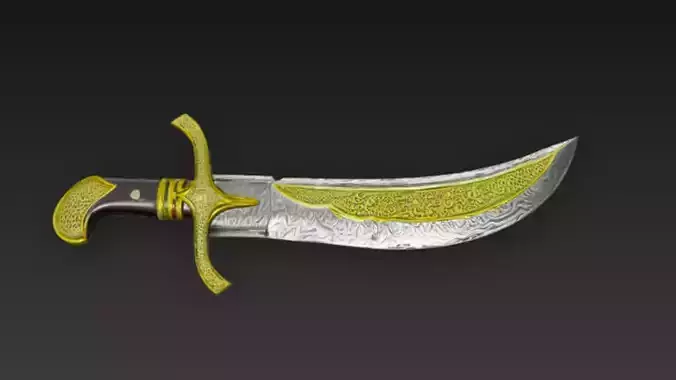 Ornate Scimitar 3D Model Low-poly 3D model