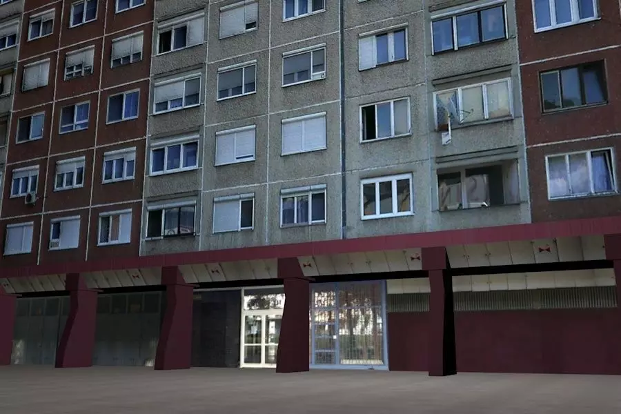 Panel Plattenbau Block Building Architectural Modular Set Low-poly 3D model_0