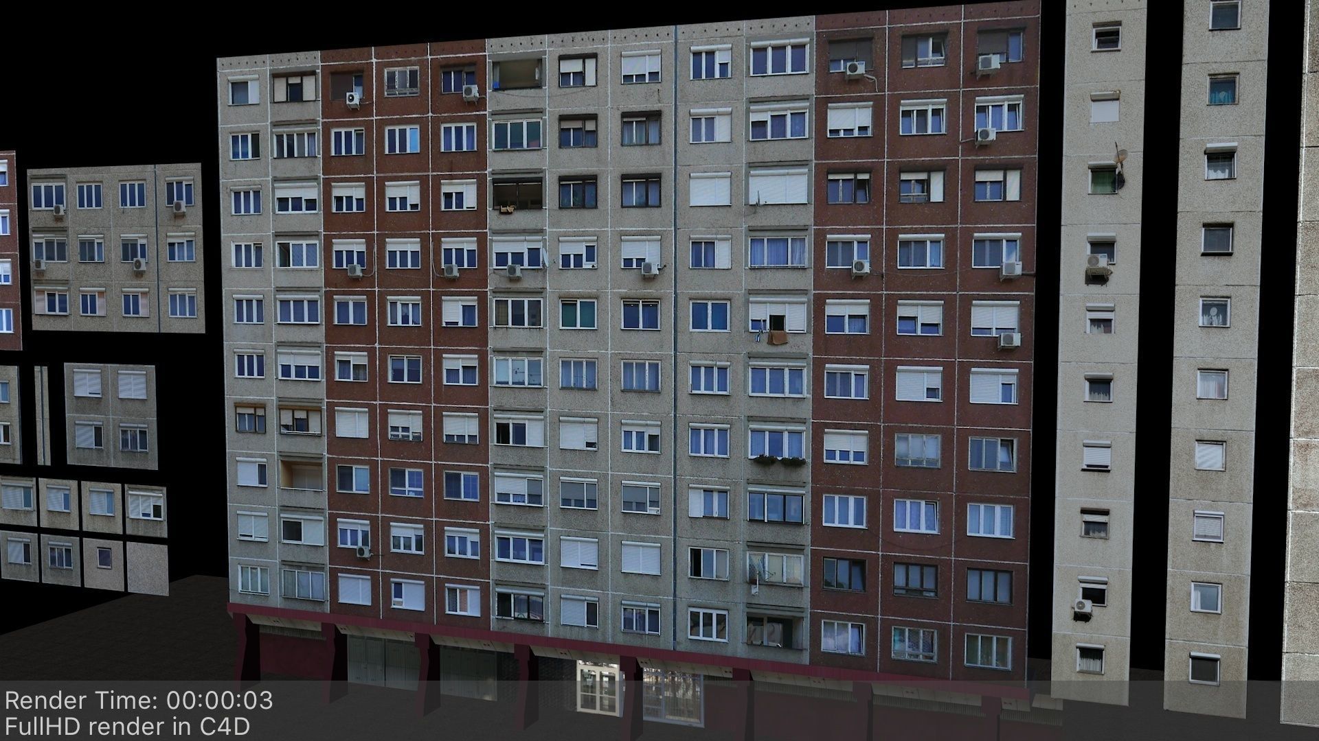 Panel Plattenbau Block Building Architectural Modular Set Low-poly 3D model_15