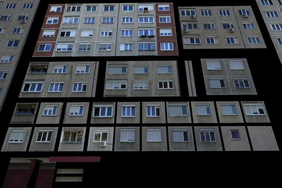 Panel Plattenbau Block Building Architectural Modular Set Low-poly 3D model_5