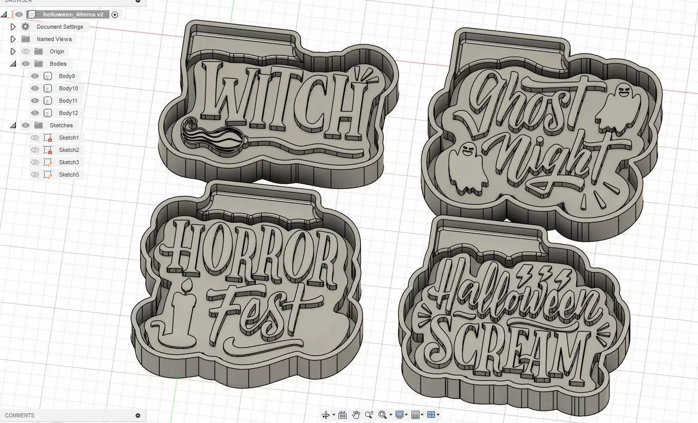 3D Printable flat Mold Set Halloween Designs 3D print model_1