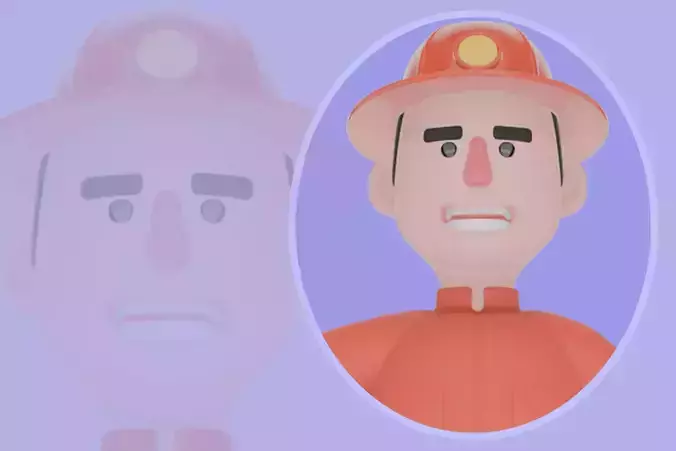 Stylized 3D Firefighter Character Holding Towels-Cartoon Fireman